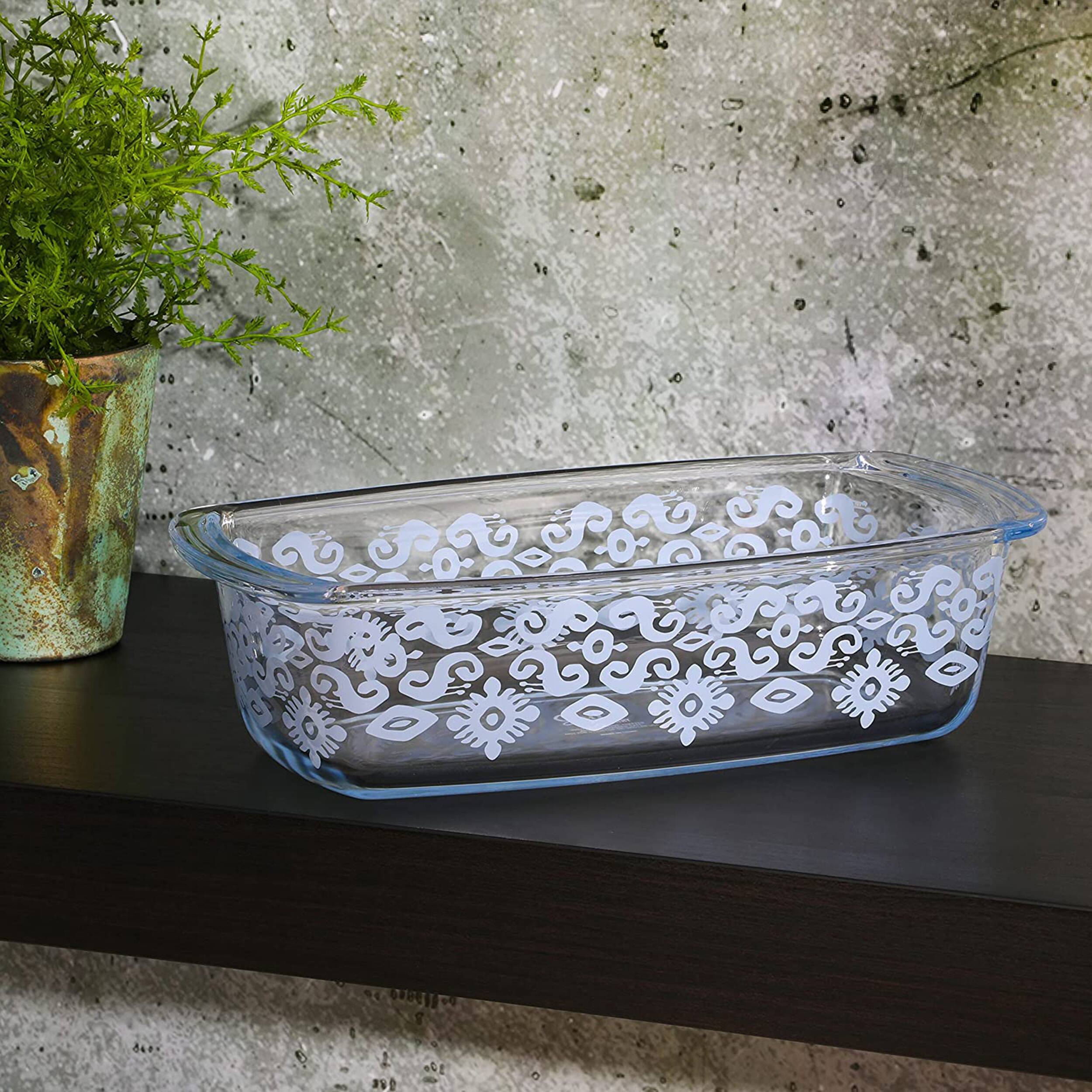 Alt View 3. Gibson - Spice By Tia Mowry 1.6 Quart Spicy Cloves Glass Loaf Pan - Clear and Blue.