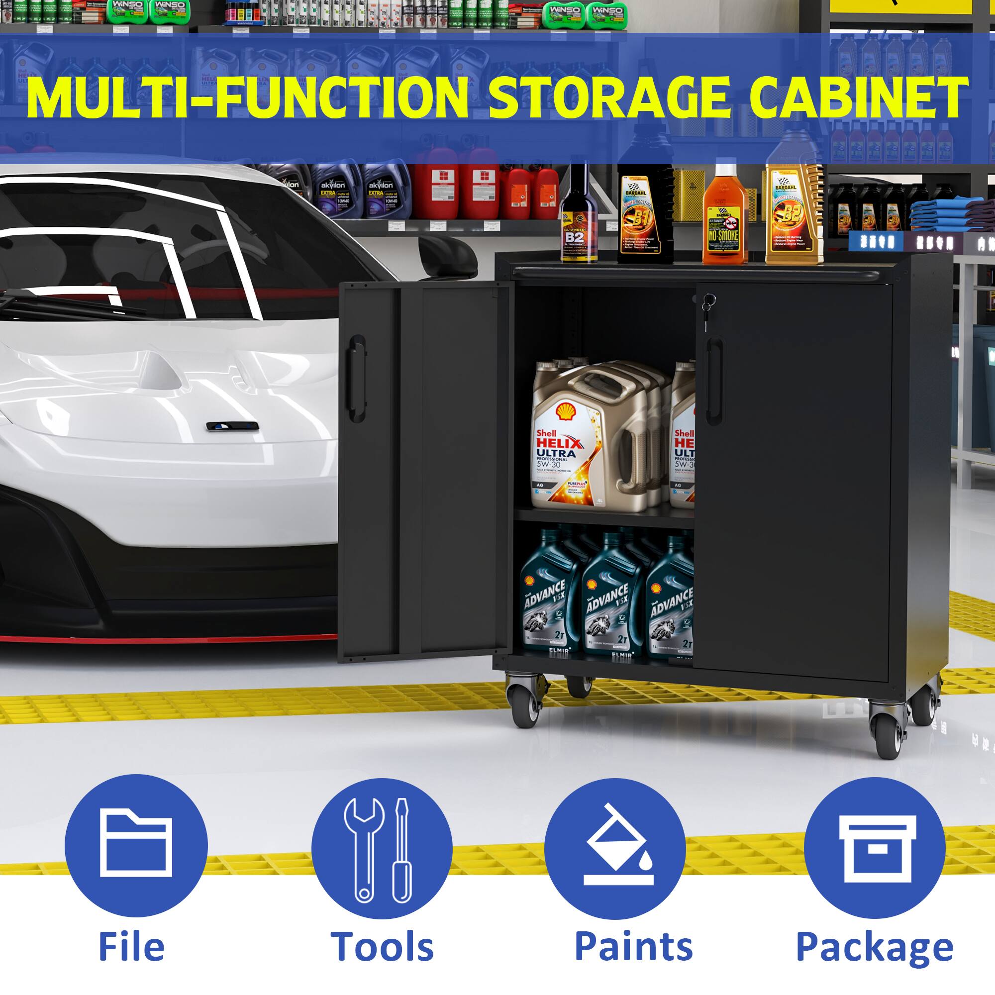 MULTI-FUNCTION STORAGE CABINET

File  
Tools  
Paints  
Package