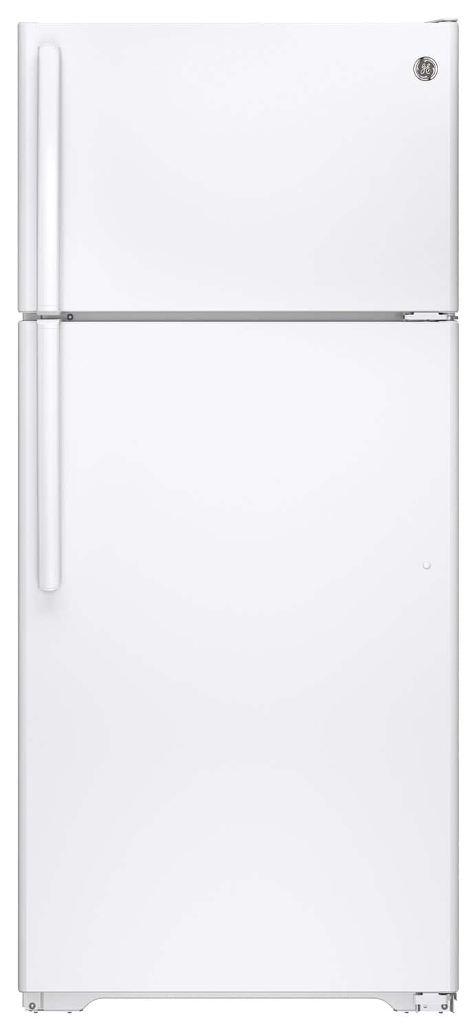 GE - 15.5 Cu. Ft. Frost-Free Top-Freezer Refrigerator - White - Larger Front