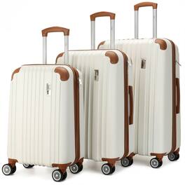 Miami Carry On - Collins 3 Piece Expandable Retro Spinner Luggage Set - White