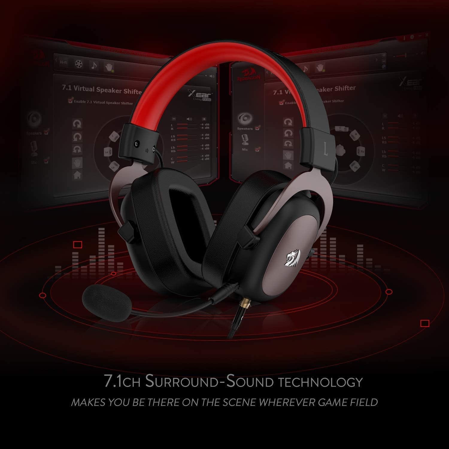 REDRAGON H510 Zeus Wired Gaming Headset 7.1 Surround Sound Memory Foam ...