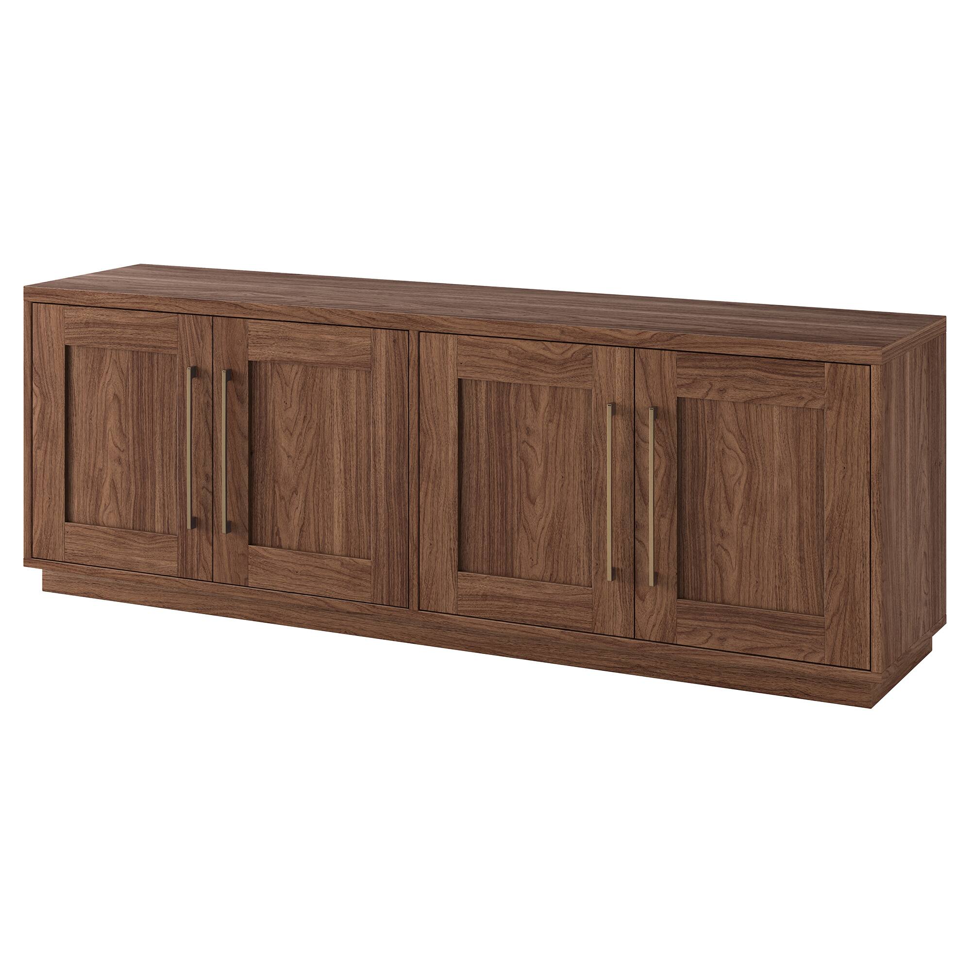 Angle. Hudson&Canal - Tillman Rectangular TV Stand for TV's up to 75" in Satin Walnut - Brown.