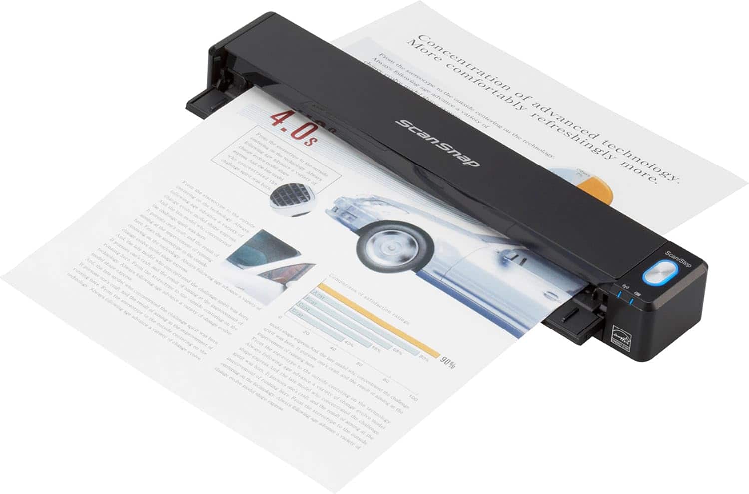 Ricoh - ScanSnap iX100 Wireless Mobile Portable Scanner for Mac or PC, PA03688-B005 - Black