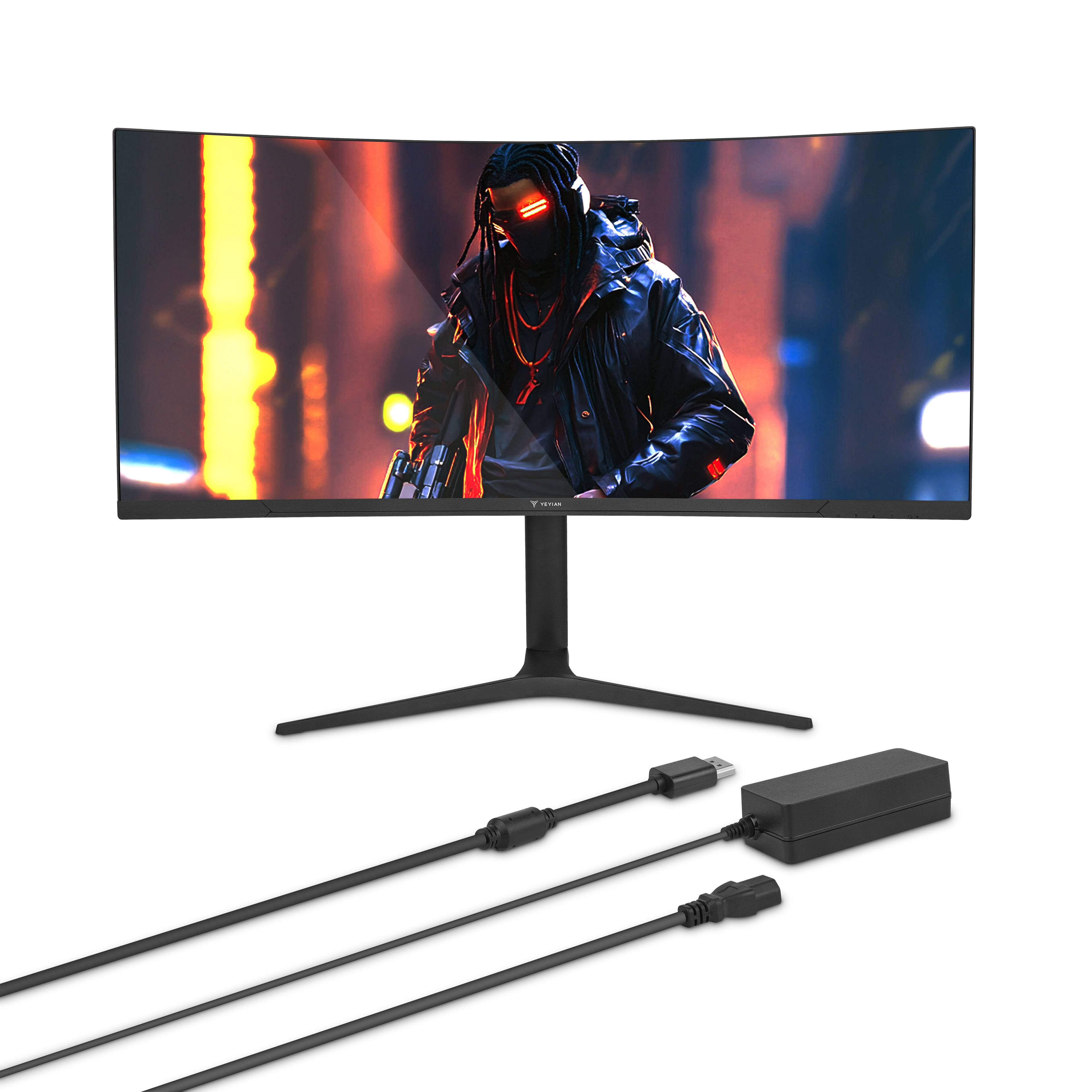 Alt View 5. YEYIAN - Yeyian 34" Curved Gaming Monitor. WQHD, VA, 180Hz, 1ms, RGB Lighting, HDMI, DisplayPort, FreeSync, G-Sync, YMC-FV234-M1 - Black.
