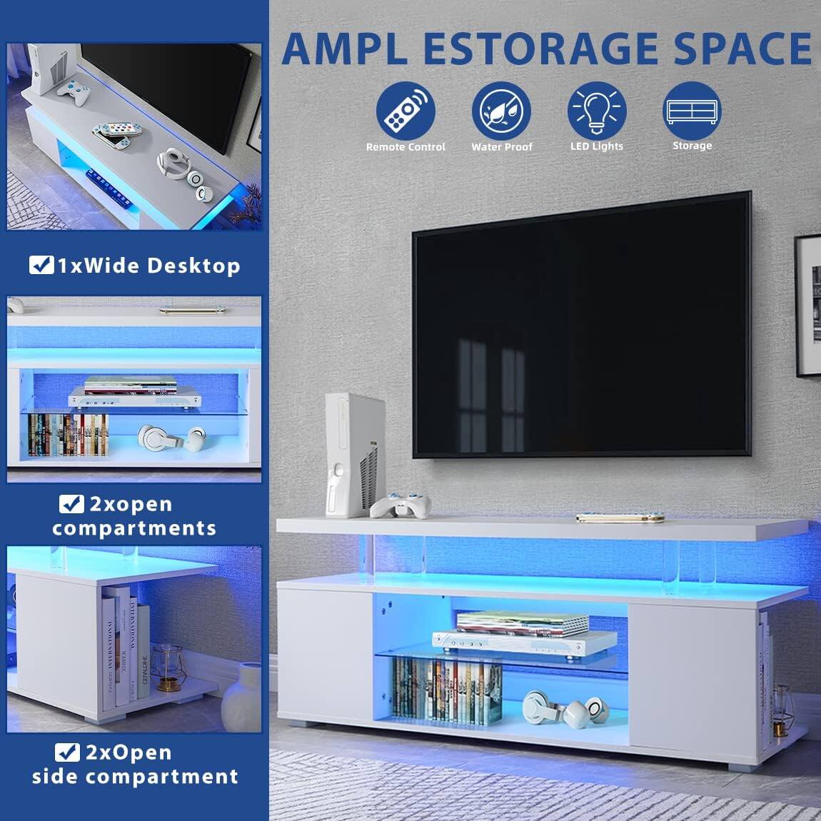 AMPL ESTORAGE SPACE

- Remote Control
- Water Proof
- LED Lights
- Storage

- 1xWide Desktop
- 2xopen compartments
- 2xOpen side compartment