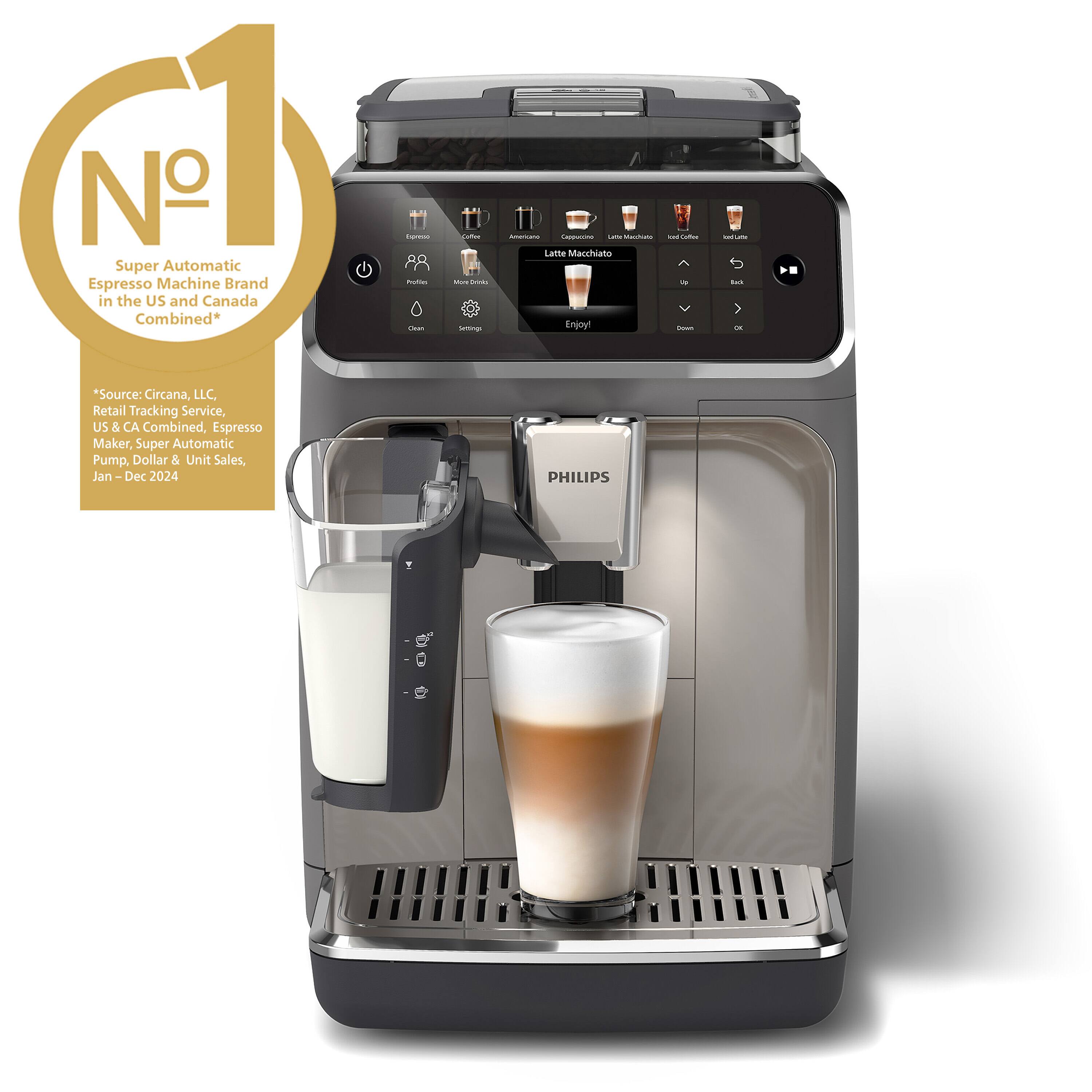 1. Super Automatic Espresso Machine Brand in the US and Canada Combined - nt i 1 - I - - LU - - - Latte Macchiato - Enjoy! - - ... - *Source: Circana, LLC. Retail Tracking Service, US & CA Combined, Espresso Maker, Super Automatic Pump, Dollar 5 Unit Sales, Jan Dec 2024 PHILIPS