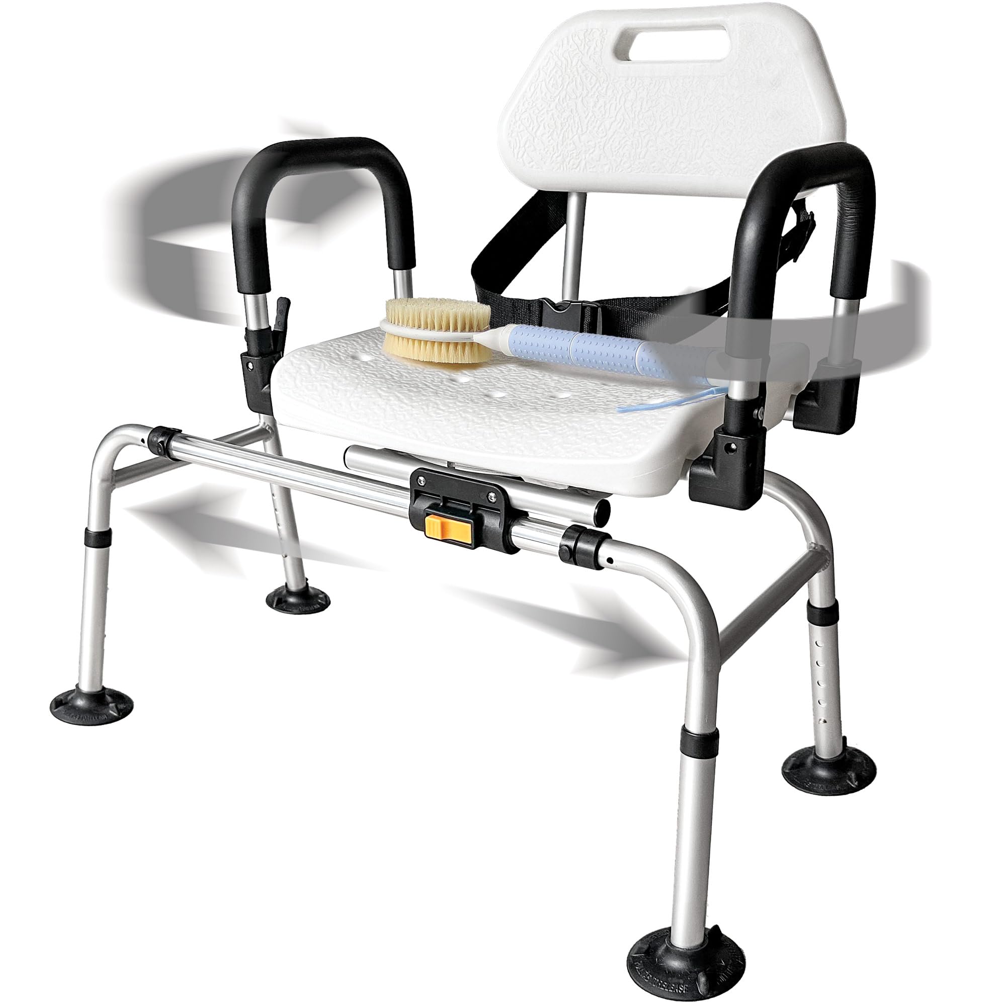 Front. JETRANSPORT - Tub Transfer Bench And Shower Chair With Non Slip Aluminum Body Fsa Eligible Adjustable Seat Height Cut Out - Sliding + 360° Swivel.