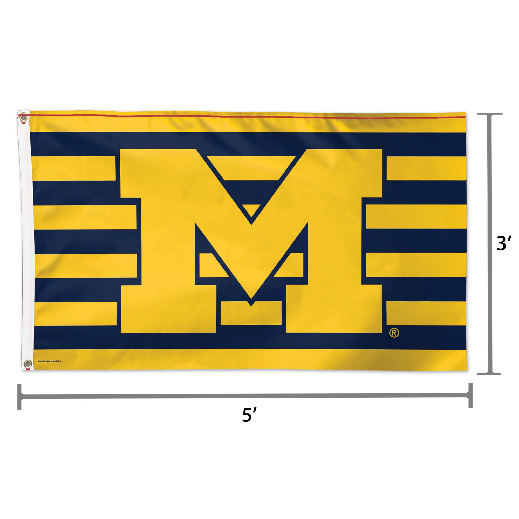 Alt View 1. WinCraft - Michigan Wolverines Single-Sided 3' x 5' Deluxe Team Colors Flag - Multicolor.