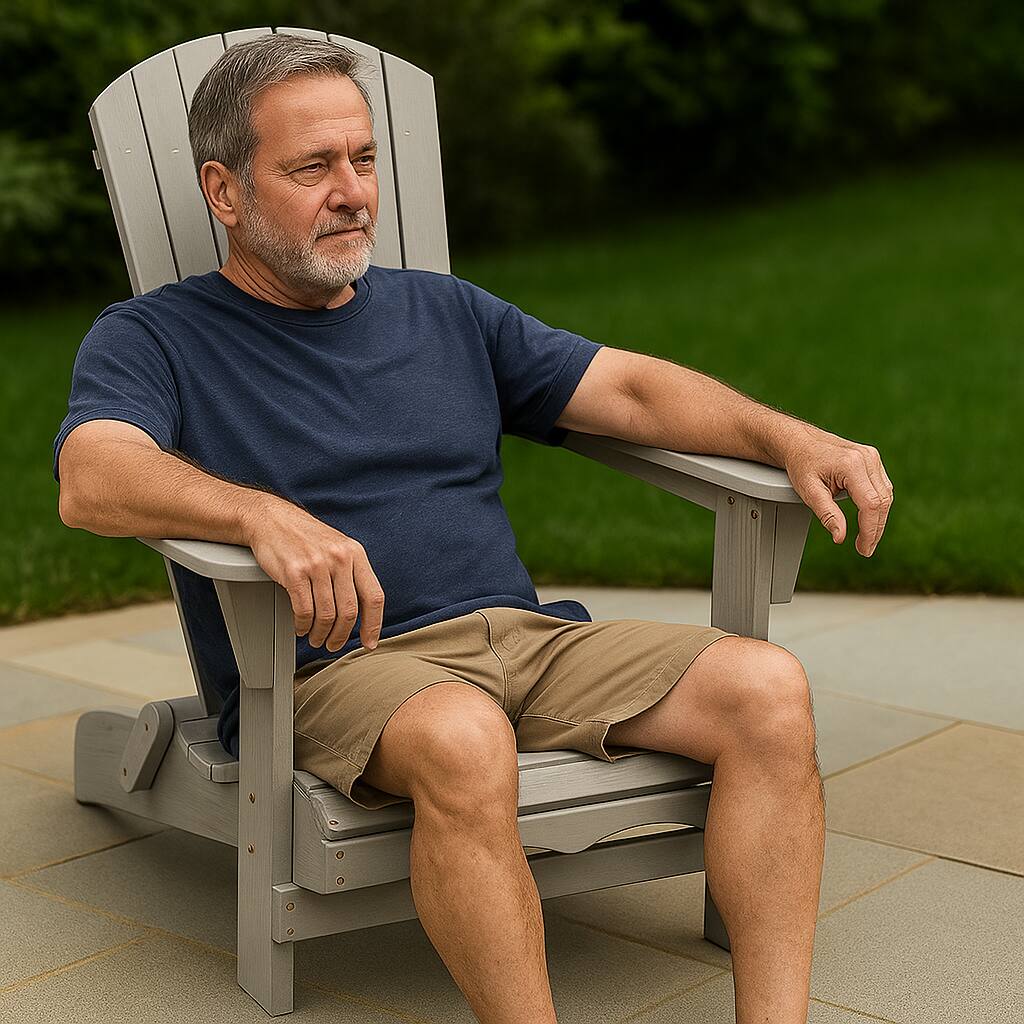 Angle. Hivvago - Folding Patio Chair with Extended Backrest and Wide Arm Support - Grey.