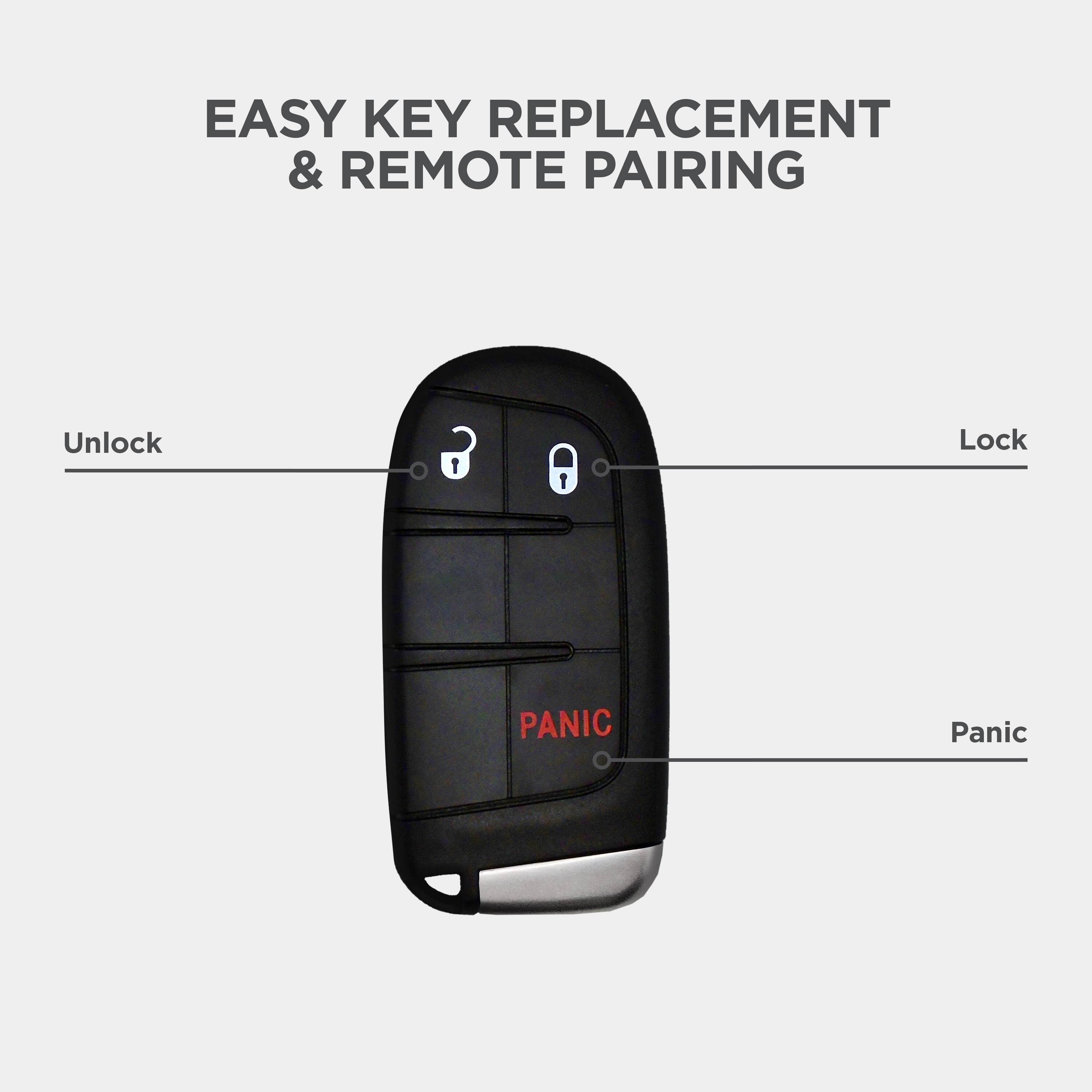 EASY KEY REPLACEMENT & REMOTE PAIRING

Unlock  
Lock  
PANIC  
Panic