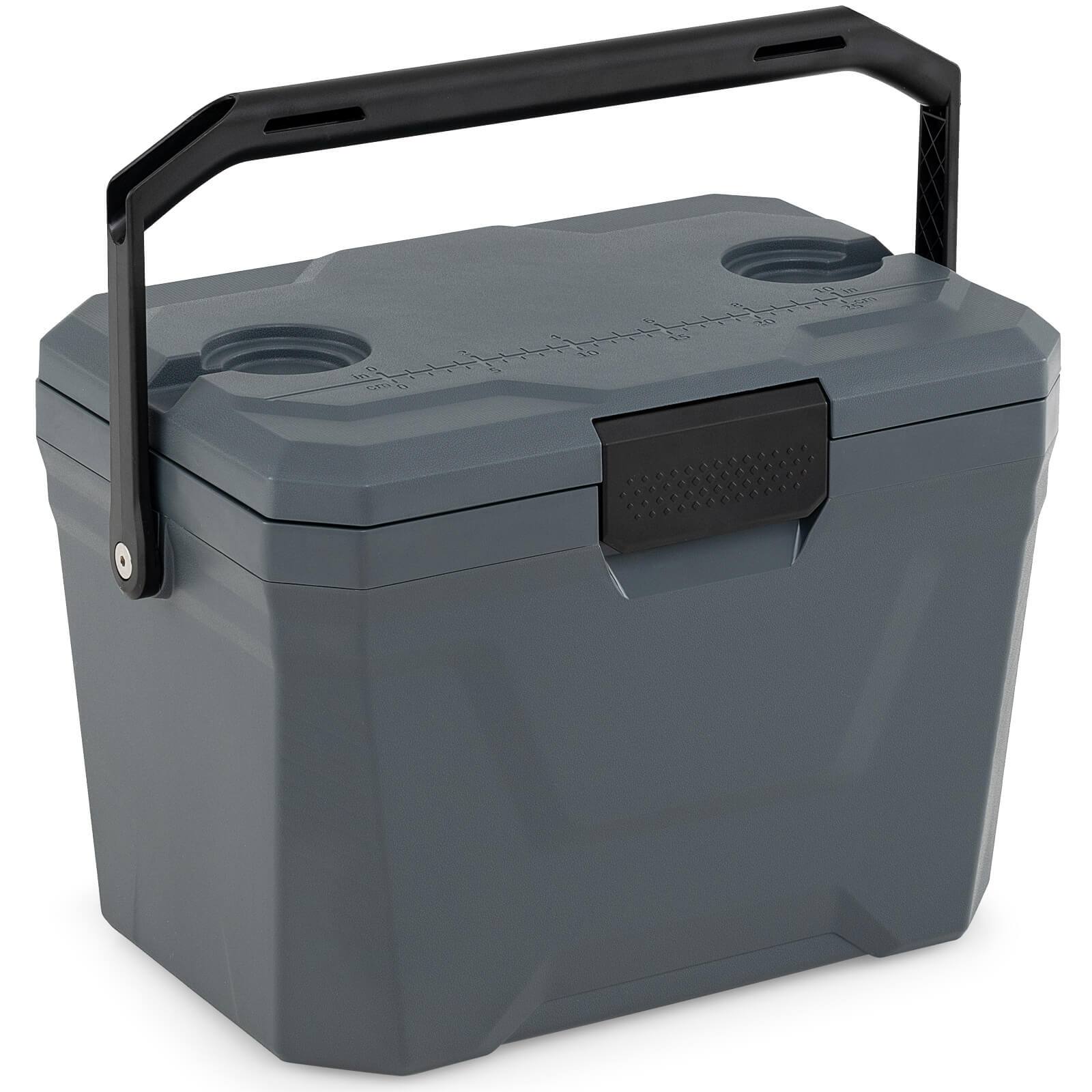 Costway - 21 QT Insulated Portable Cooler, Hard Shell Ice Chest with 2 Cup Holders - Gray