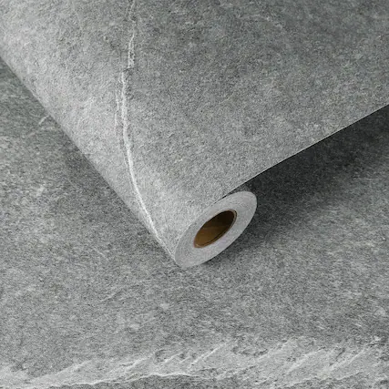 Front. Unique Bargains - 15.7x197 Concrete Wallpaper, Cement Contact Paper, Vinyl Stained Matte Stripe Textured Adhesive for Kitchen & Bathroom - Stripe Dark Grey.