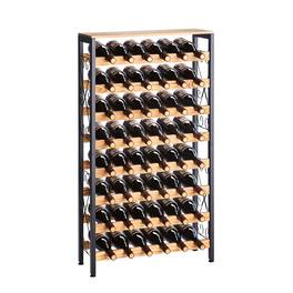 VEVOR - 48 Bottle Wine Rack,8-Tier Iron Wine Bottle Holder With Wood Table Top,Freestanding Floor Display Wine Storage Shelves - Black