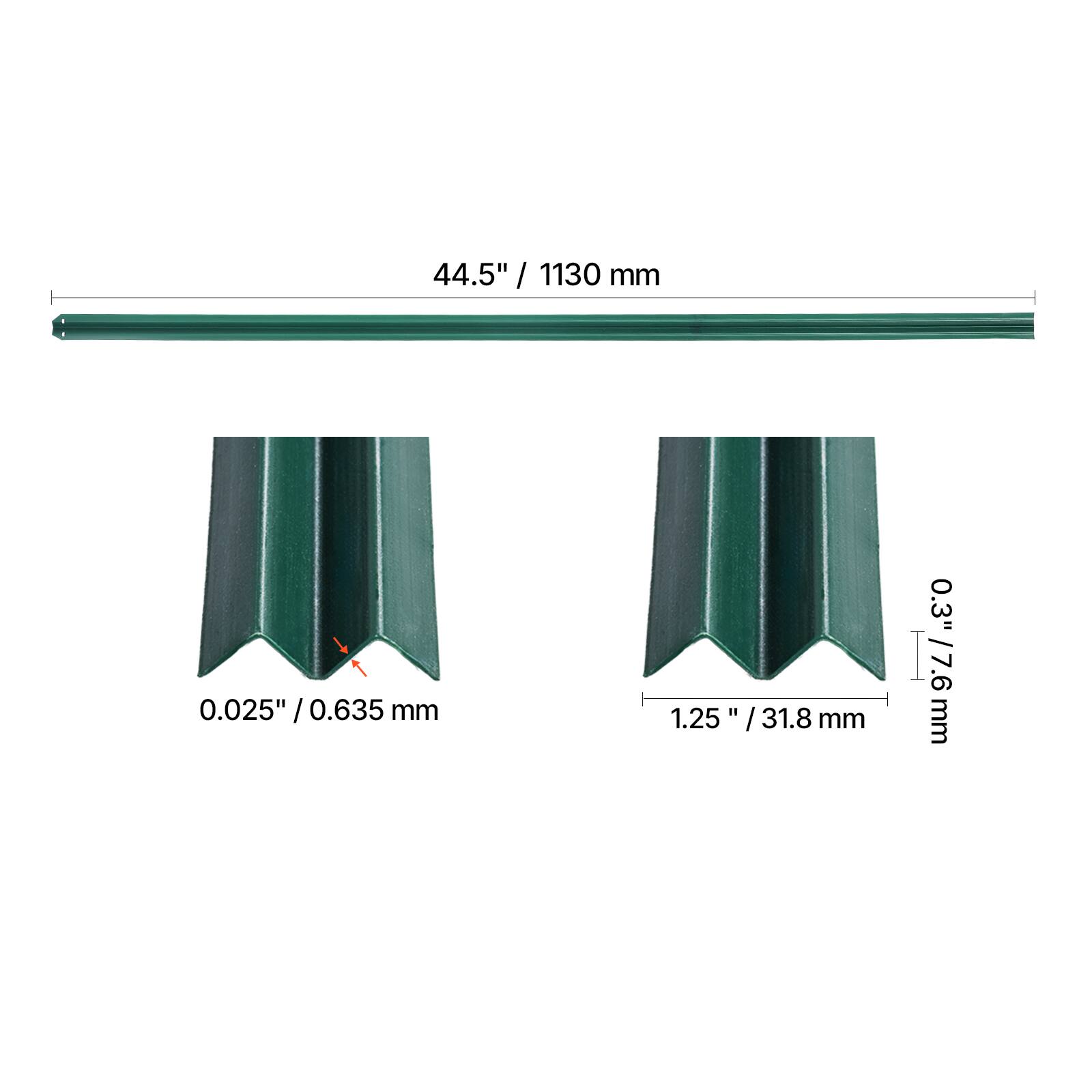 44.5" / 1130 mm  
0.025" / 0.635 mm  
1.25" / 31.8 mm  
0.3" / 7.6 mm