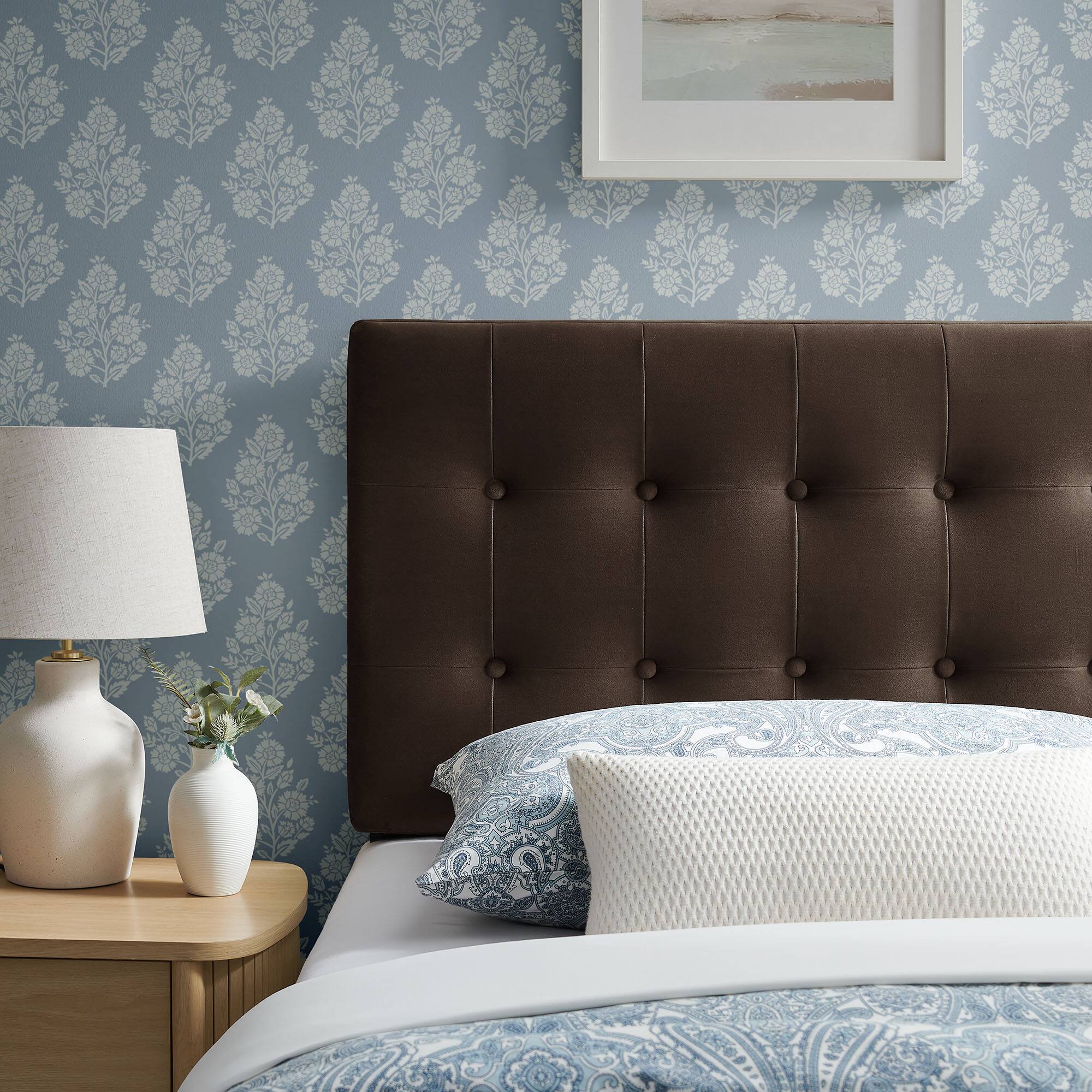 Alt View 1. Modway - Emily Stain-Resistant Performance Velvet Twin Size Headboard - Chocolate Brown.