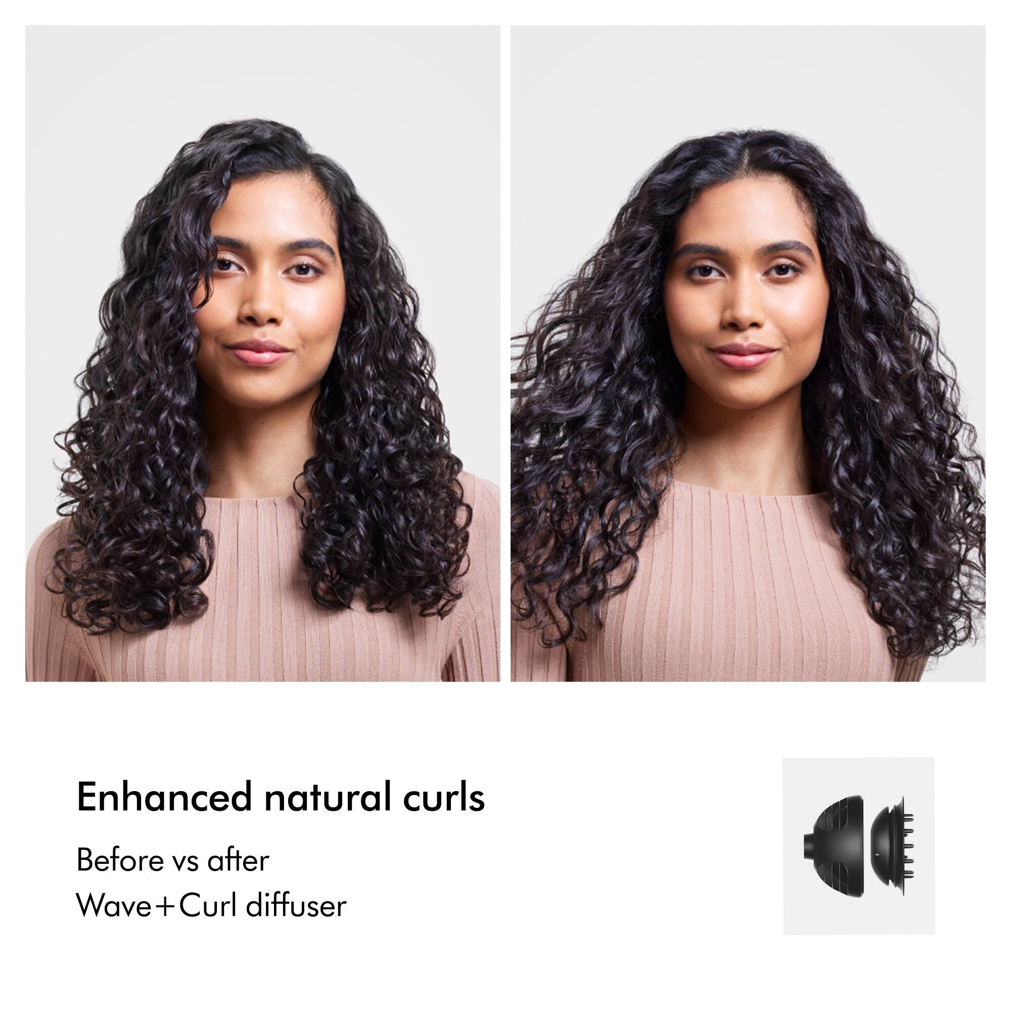 Enhanced natural curls

Before vs after

Wave + Curl diffuser