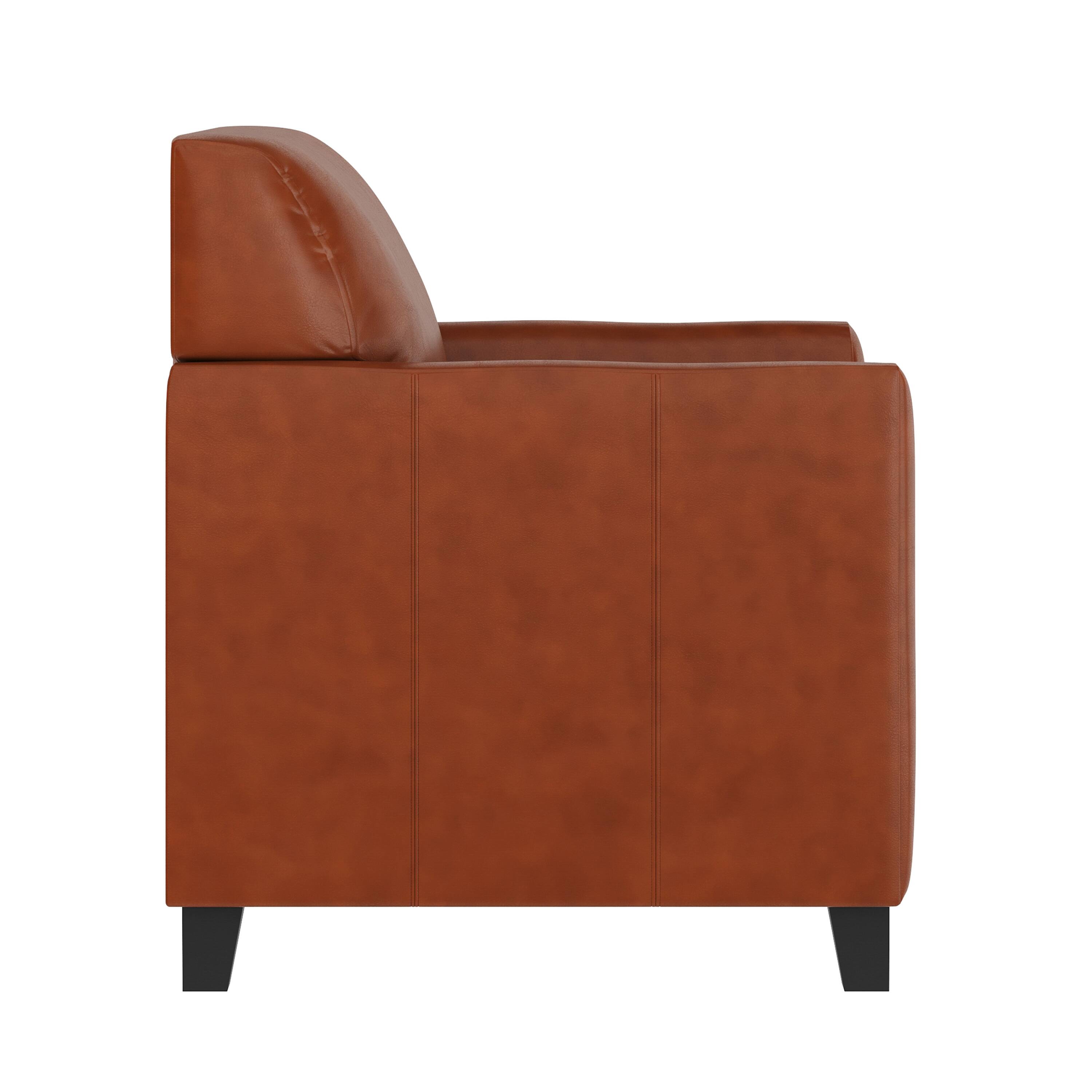 Alt View 6. Emma + Oliver - Faux Leather Chair with Clean Line Stitched Frame - Cognac.