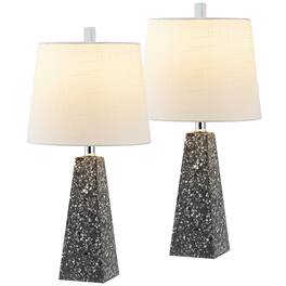 Jonathan Y - Owen 20.5" Contemporary Resin LED Table Lamp, (Set of 2) - Dark Gray Terrazzo