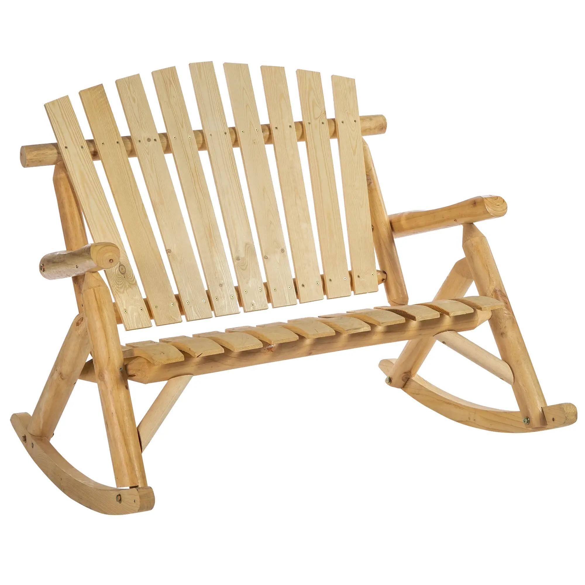 Resenkos Adirondack Double Slider Wooden rocking chair, High Back ...