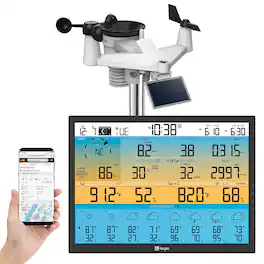 Logia - 7-in-1 Wireless Weather Station with 8-Day Forecast, Wi-Fi, Solar Cell & 19" LED Display - Black
