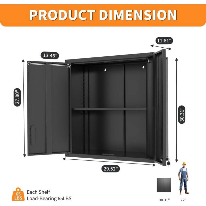 PRODUCT DIMENSION

- 11.81"
- 13.46"
- 27.80"
- 29.52"
- 30.31"
- 72"

Each Shelf Load-Bearing 65LBS