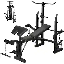 Alchemy Casas - Weight Bench Set With Leg Extension Preacher Curl Pad 9 in 1 Adjustable Workout Press Lat Pulldown Butterfly - Multi
