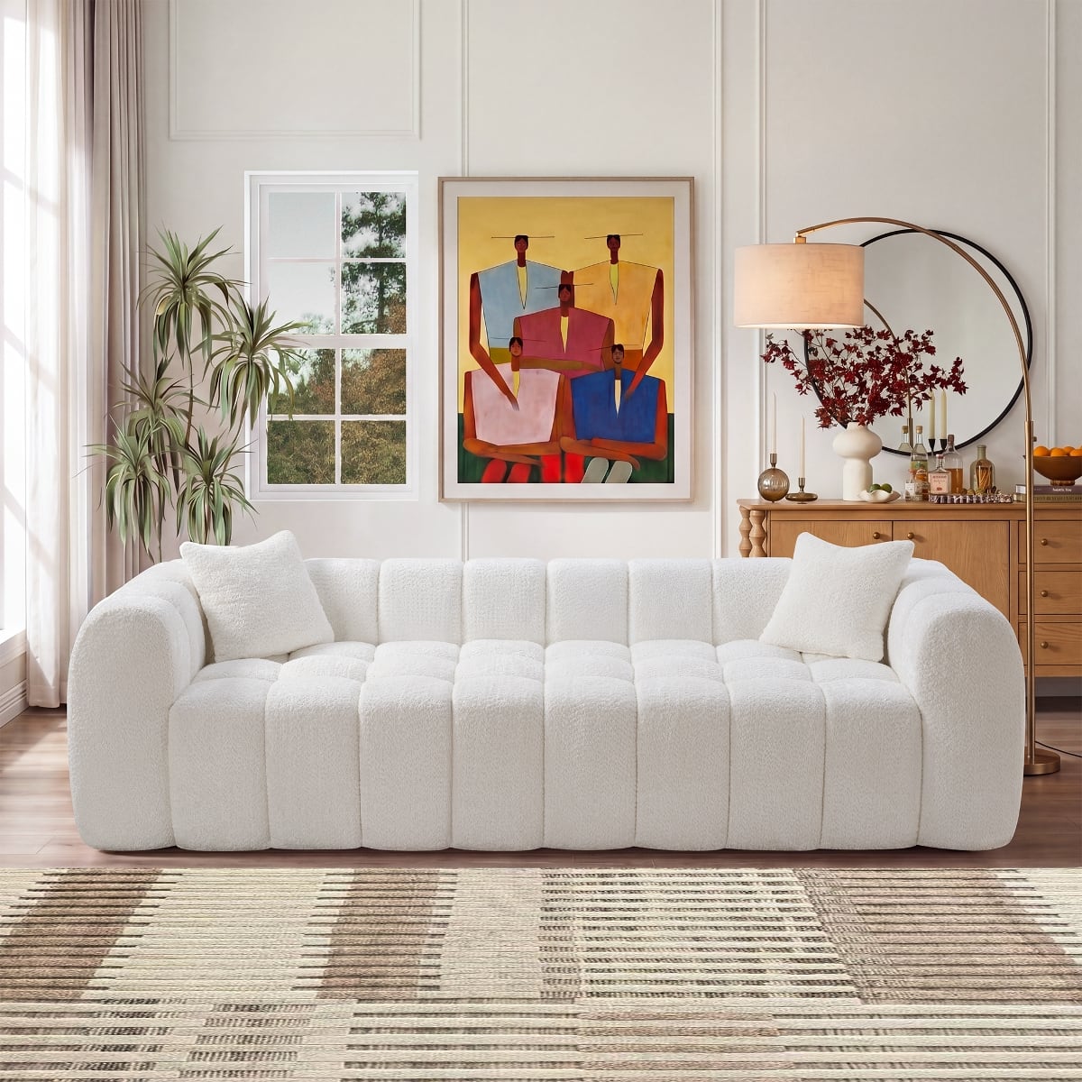 Ropilly - Oversized 4 Seat Sofa with Soft Boucle Upholstery, No Assembly Sofa, White - White price history on PriceWatchPro