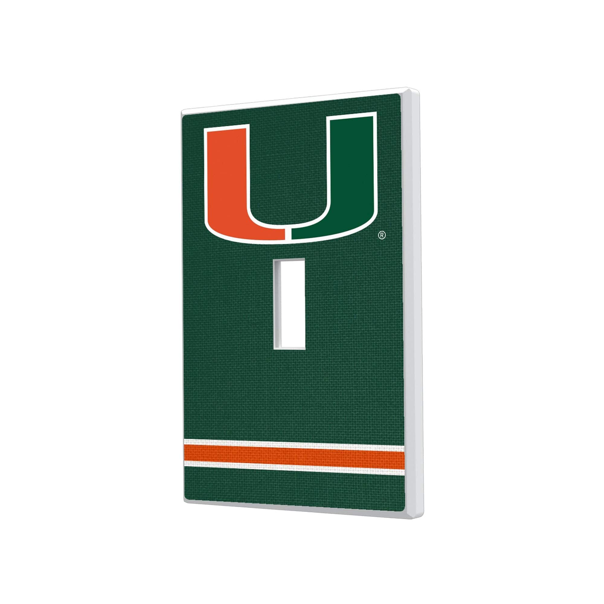 Keyscaper - Miami Hurricanes Stripe Design Single Toggle Light Switch Plate - Multicolor