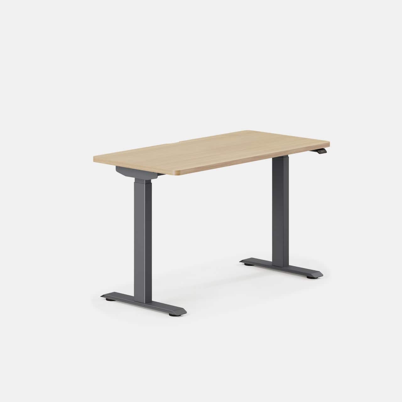 Branch Furniture - Duo Standing Desk 48" – Adjustable Desk with OLED Control Panel, Frameless Design & Compact Footprint - Woodgrain / Charcoal
