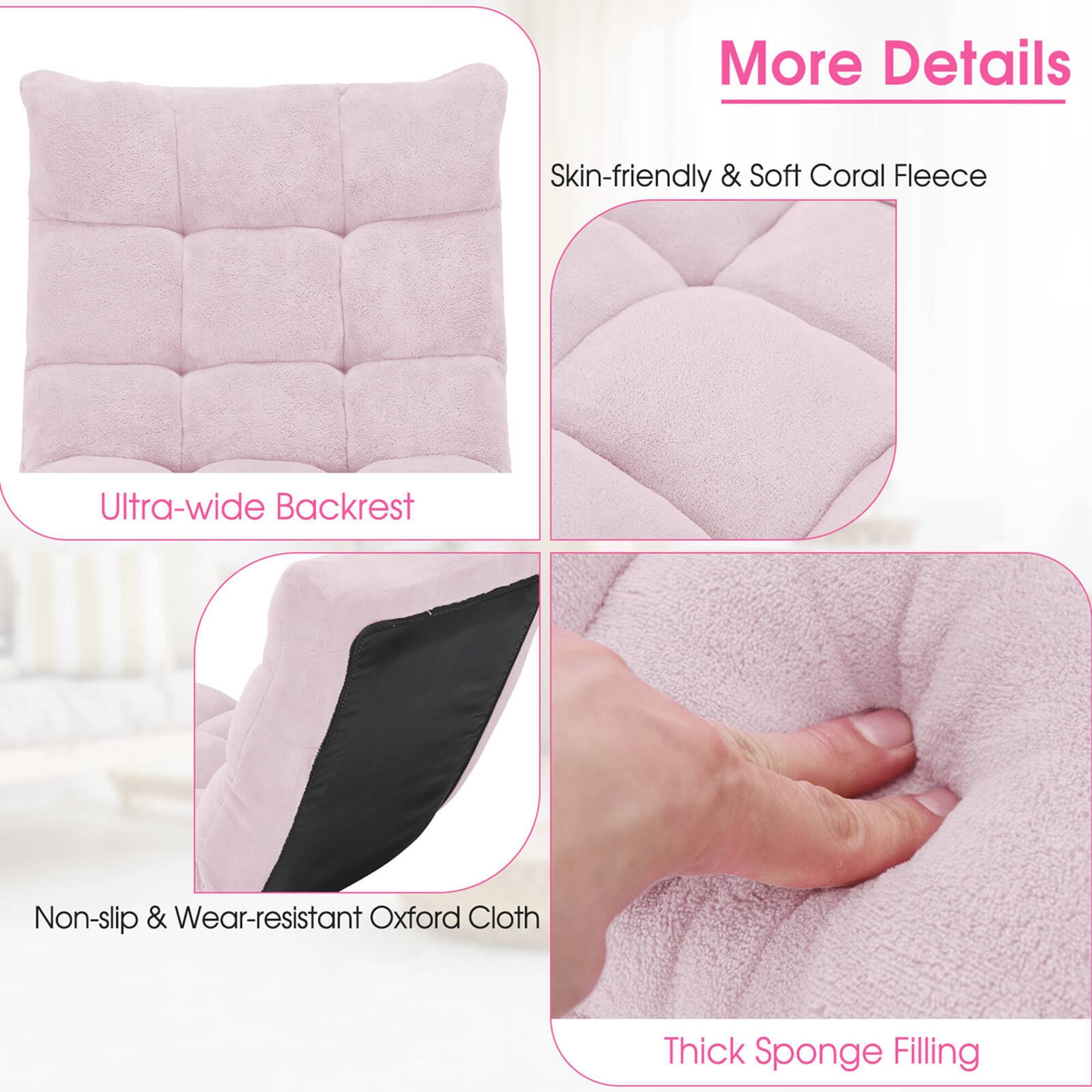 More Details

- Ultra-wide Backrest
- Skin-friendly & Soft Coral Fleece
- Non-slip & Wear-resistant Oxford Cloth
- Thick Sponge Filling