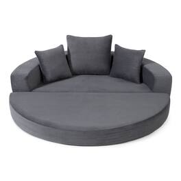 Boyel Living - Convertible Corduroy Sofa Couch Bed Multi Functional Folding Futon Floor Lounge Sofa No Assembly Gray - Gray