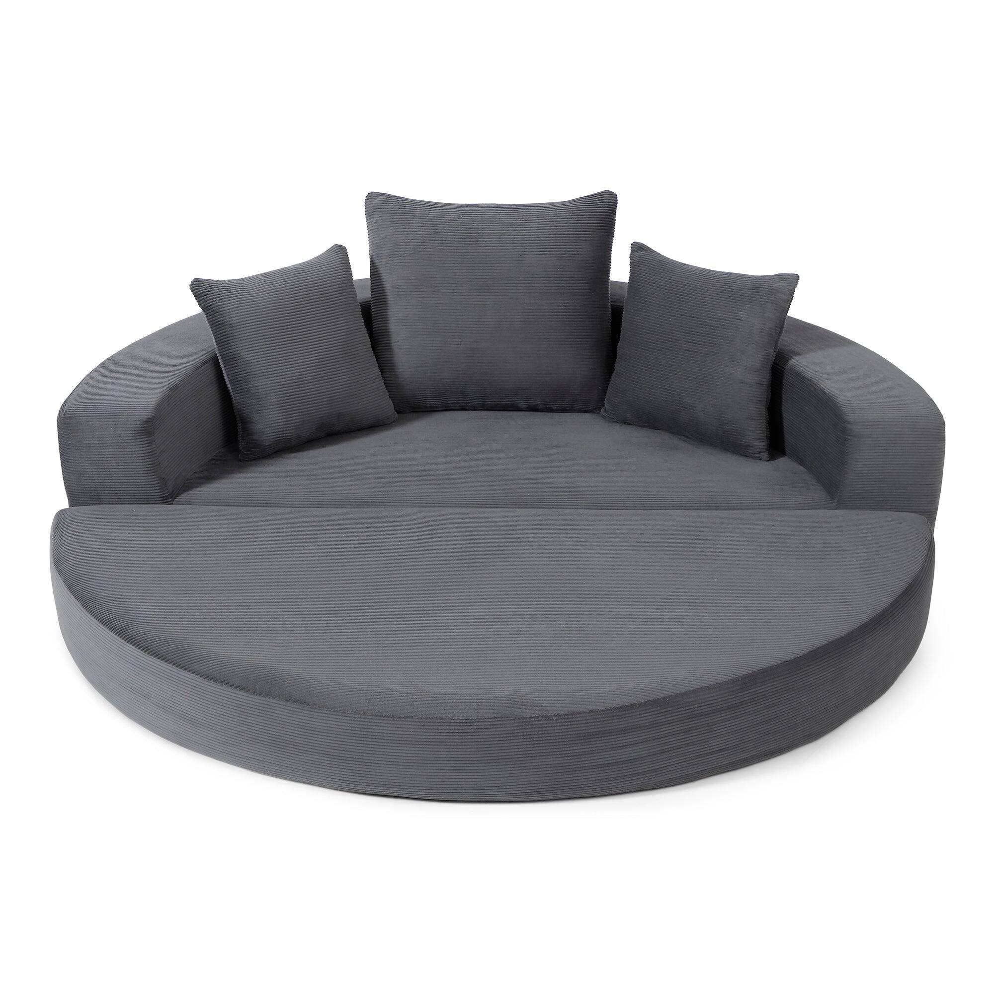 Front. Boyel Living - Convertible Corduroy Sofa Couch Bed Multi Functional Folding Futon Floor Lounge Sofa No Assembly Gray - Gray.