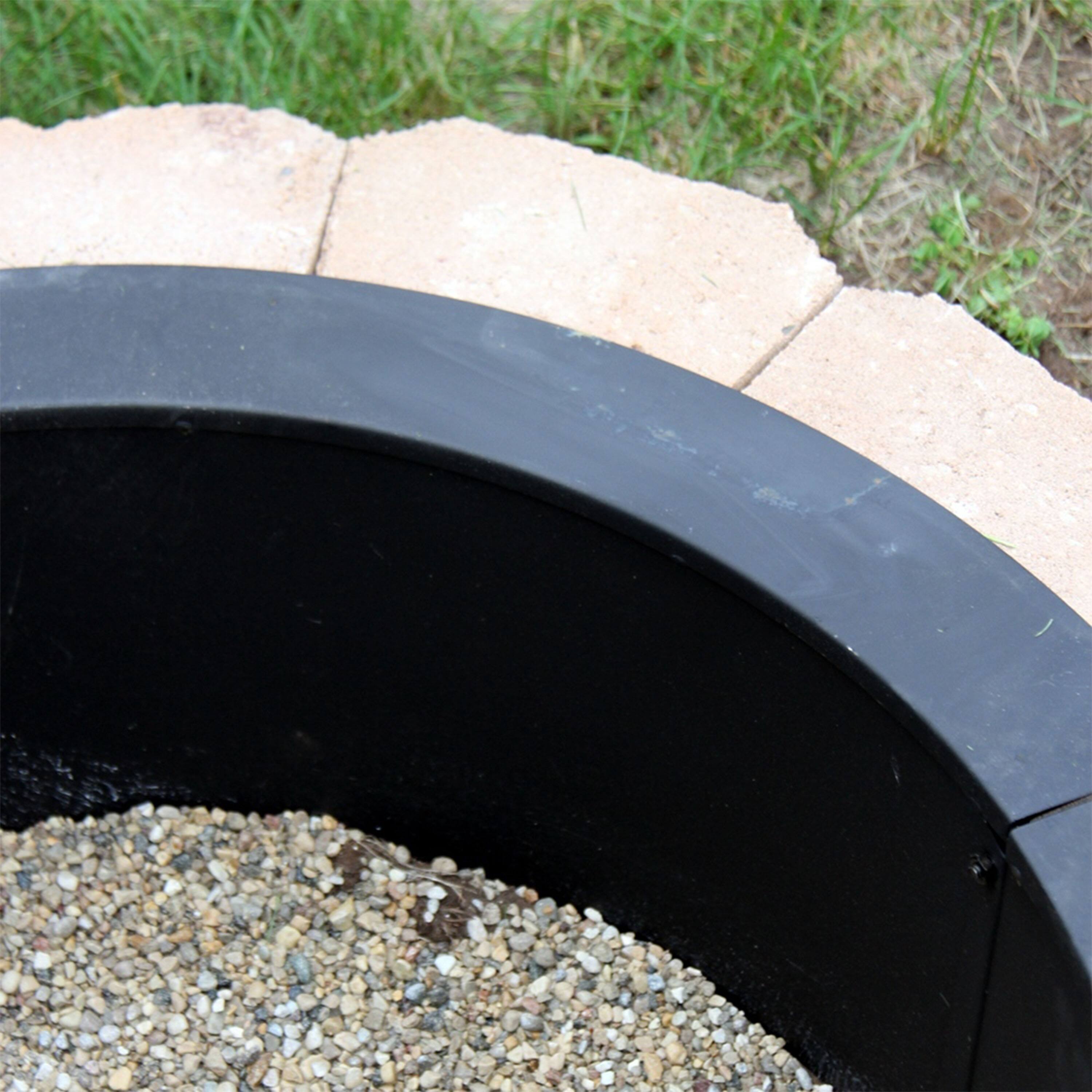 Alt View 7. Sunnydaze - 27 in Heavy-Duty Steel Above/In-Ground Fire Pit Ring Liner - Black.