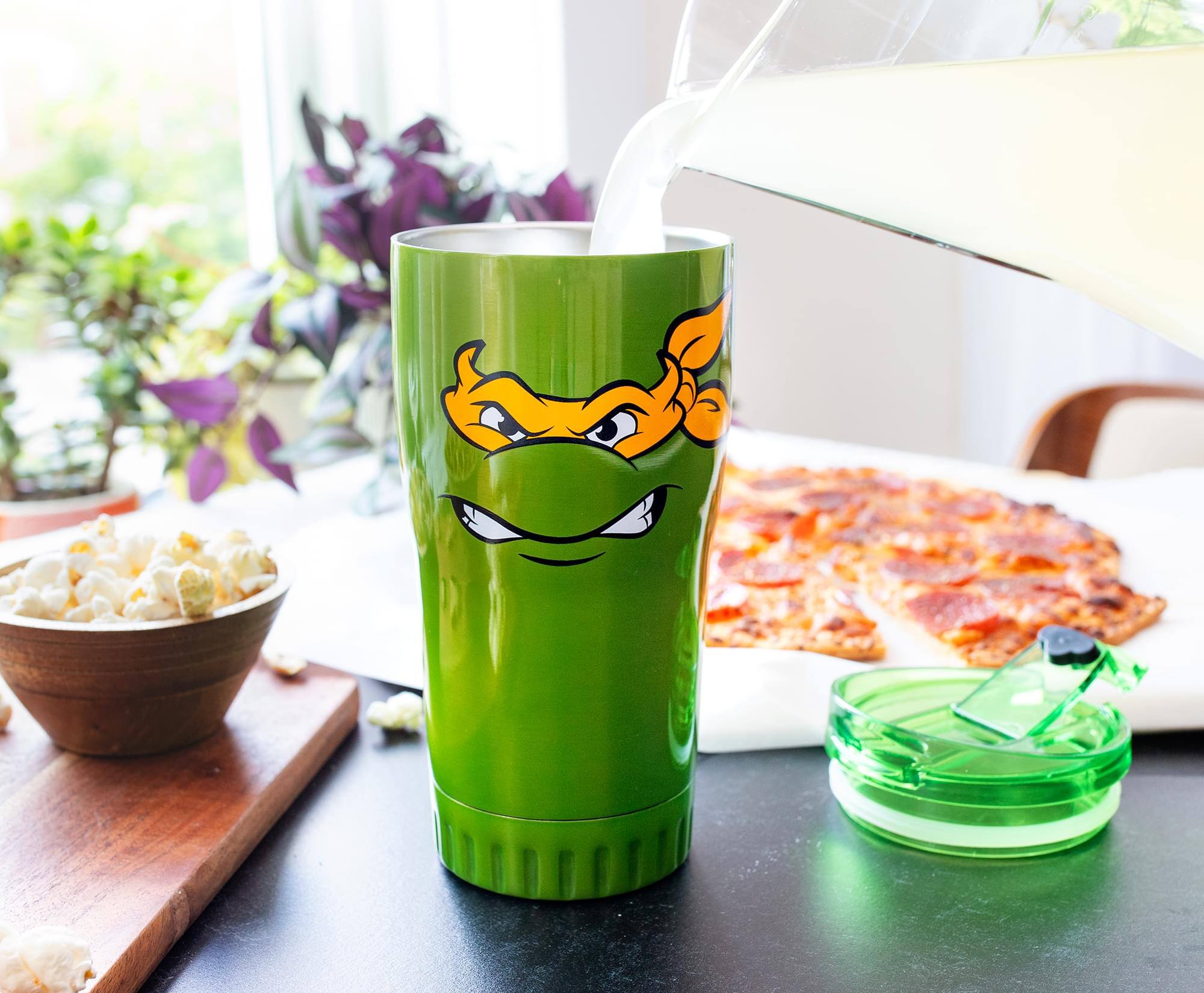 Alt View 4. Silver Buffalo - Teenage Mutant Ninja Turtles Michelangelo Stainless Steel Tumbler With Lid - Green.