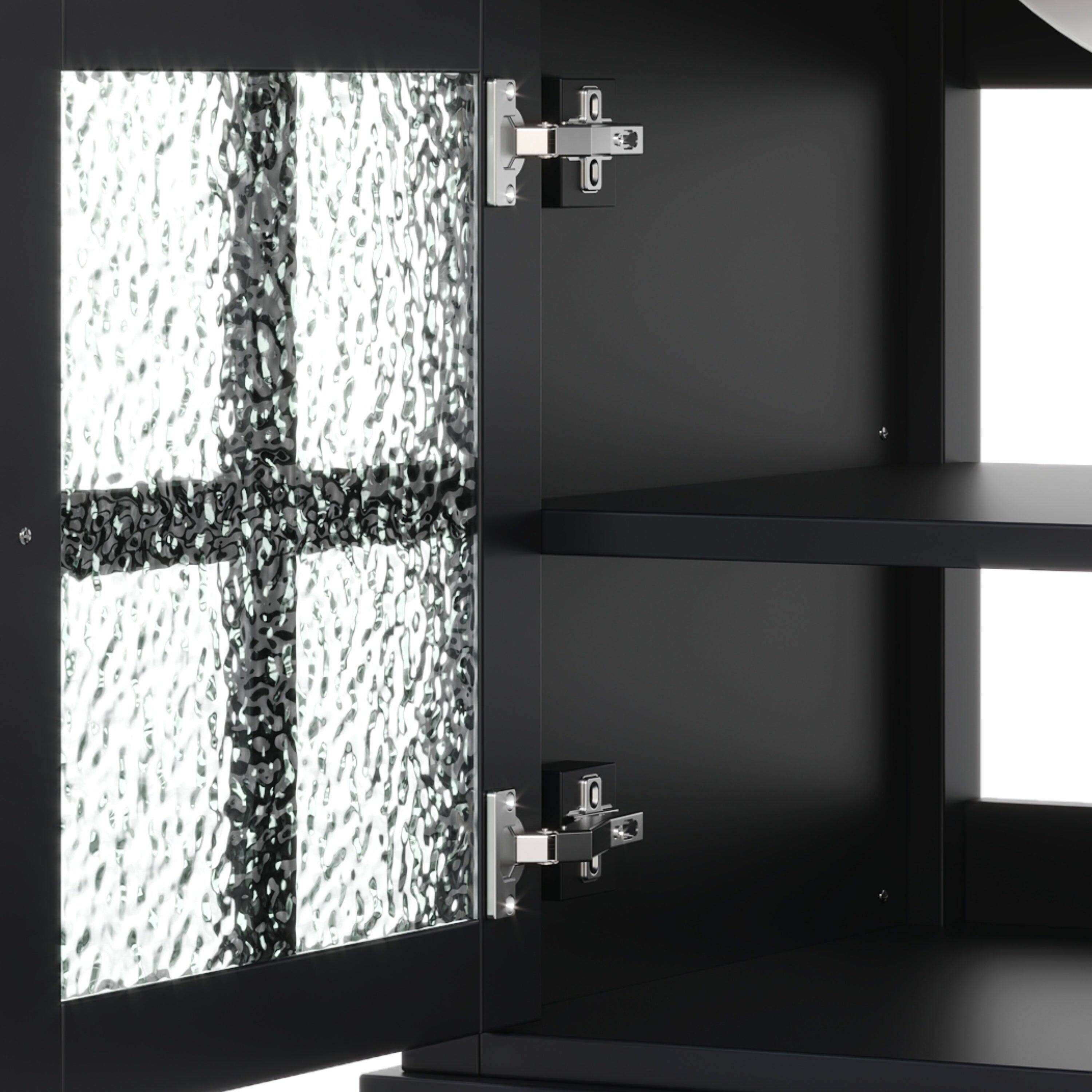 Alt View 10. Boyel Living - 36 Inch Bathroom Vanity with Ceramic Sink Adjustable Shelf Solid Wood Legs Soft Close Hinges Black - Black.