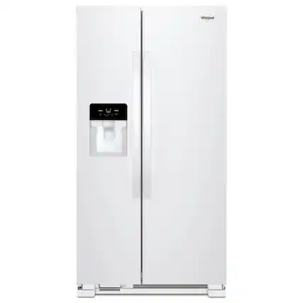 Front. Whirlpool - 36 in. Wide 21 cu. ft. Side-by-Side Refrigerator with LED Interior Lighting - White.