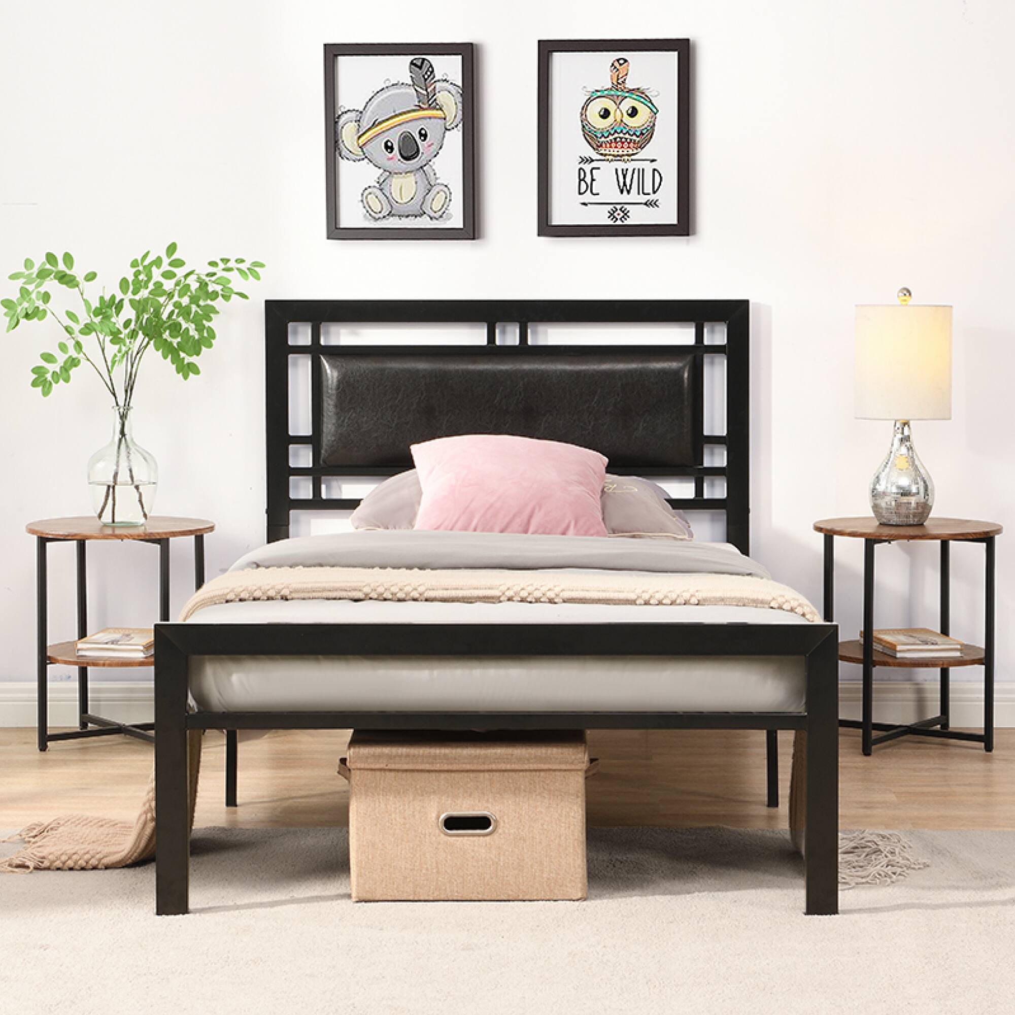 Angle. GOODSILO - Twin Size Metal Bed Frame with Sturdy Steel Construction for Enhanced Durability and Stability - Black.