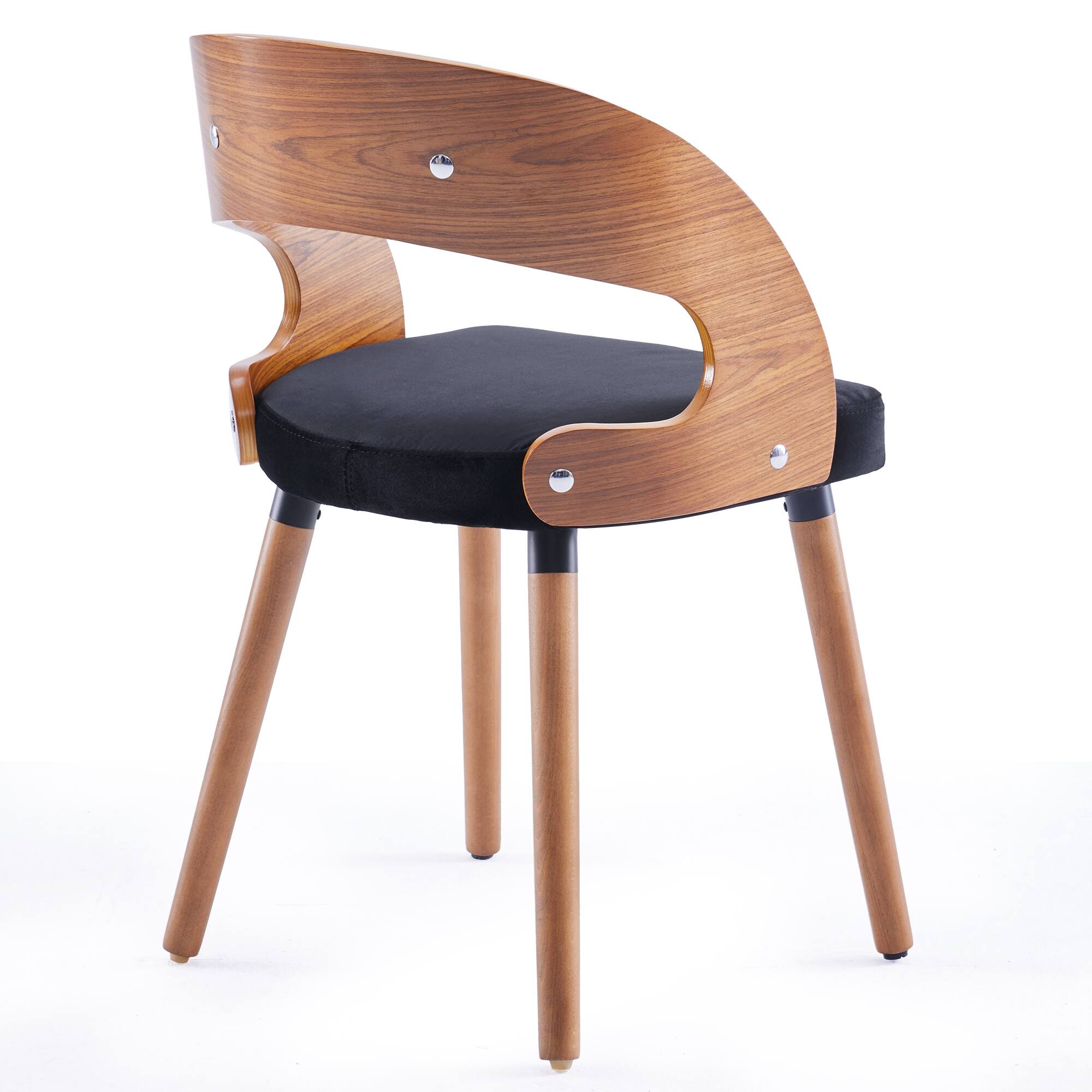 Alt View 5. Boyel Living - Wood Dining Chairs Set of 2 Modern Upholstered with Curved Backrest for indoor - Black.