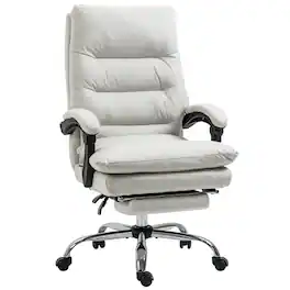 Forest'nSky - Microfibre Massage Office Chair, Heated Reclining Chair with Footrest - Cream White
