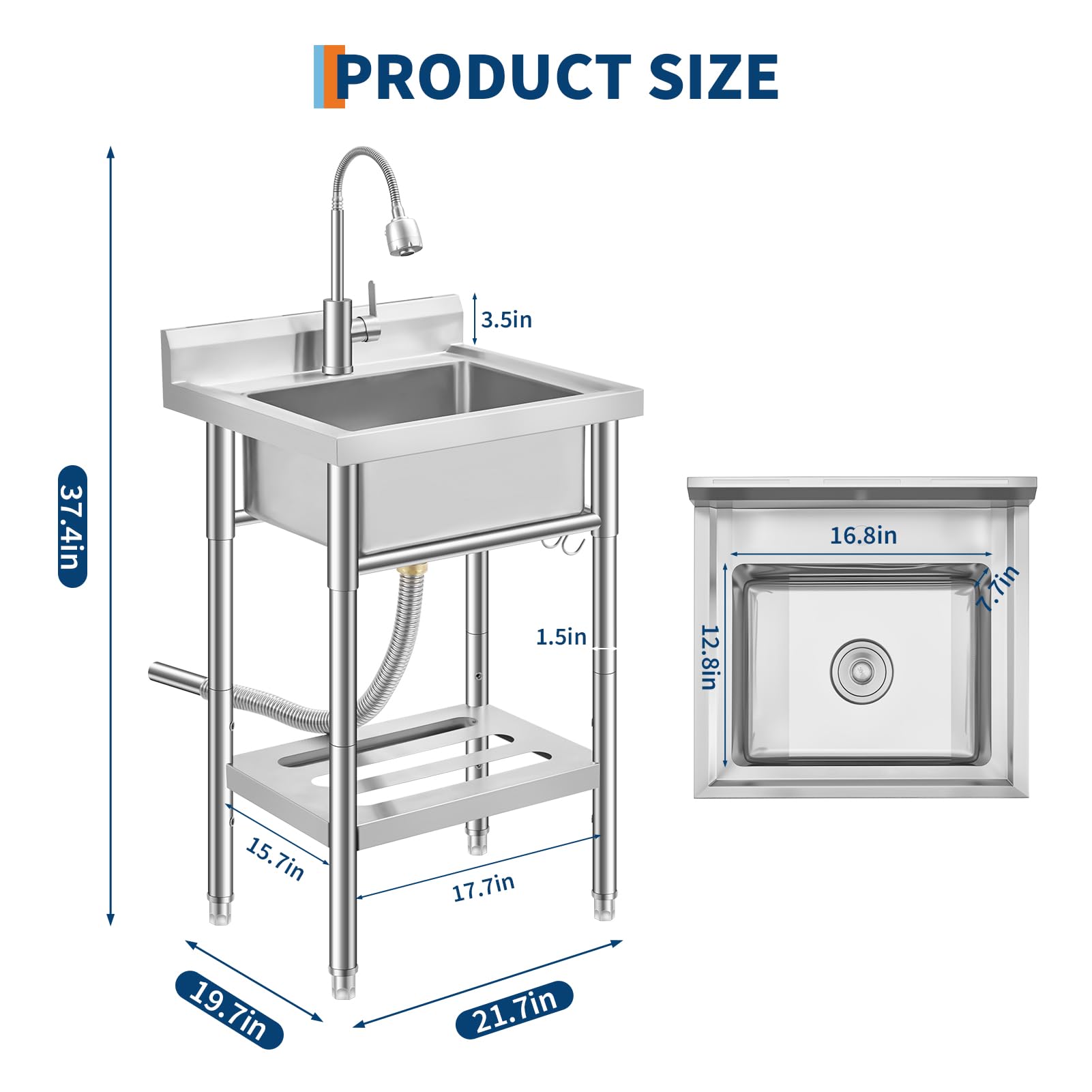 PRODUCT SIZE  
3.5in  
37.4in  
1.5in  
12.8in  
16.8in  
.7in  
15.7in  
17.7in  
19.7in  
21.7in