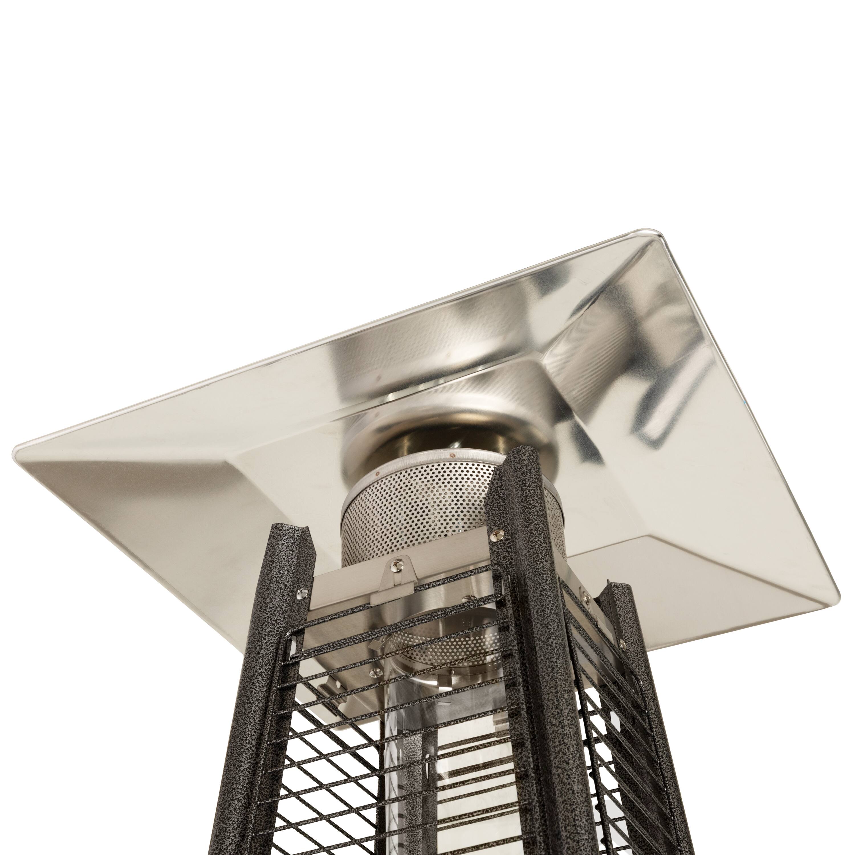 Alt View 6. Fire Sense - Hammered Square Pyramid Flame Patio Heater - Platinum.