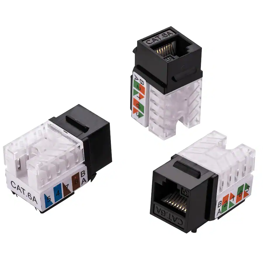 Cables Direct Online Cat6A RJ45 Keystone Jack, 45° Angled, 8P8C 110 ...