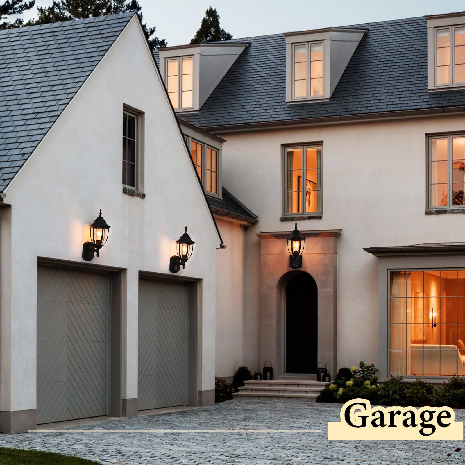 Alt View 6. VEGA AUTOMOTIVE - Porch Lights Outdoor Motion Sensor Wall Sconce Anti rust Aluminum Exterior Dusk To Dawn Light Fixture Mount - Black 1 Pack.