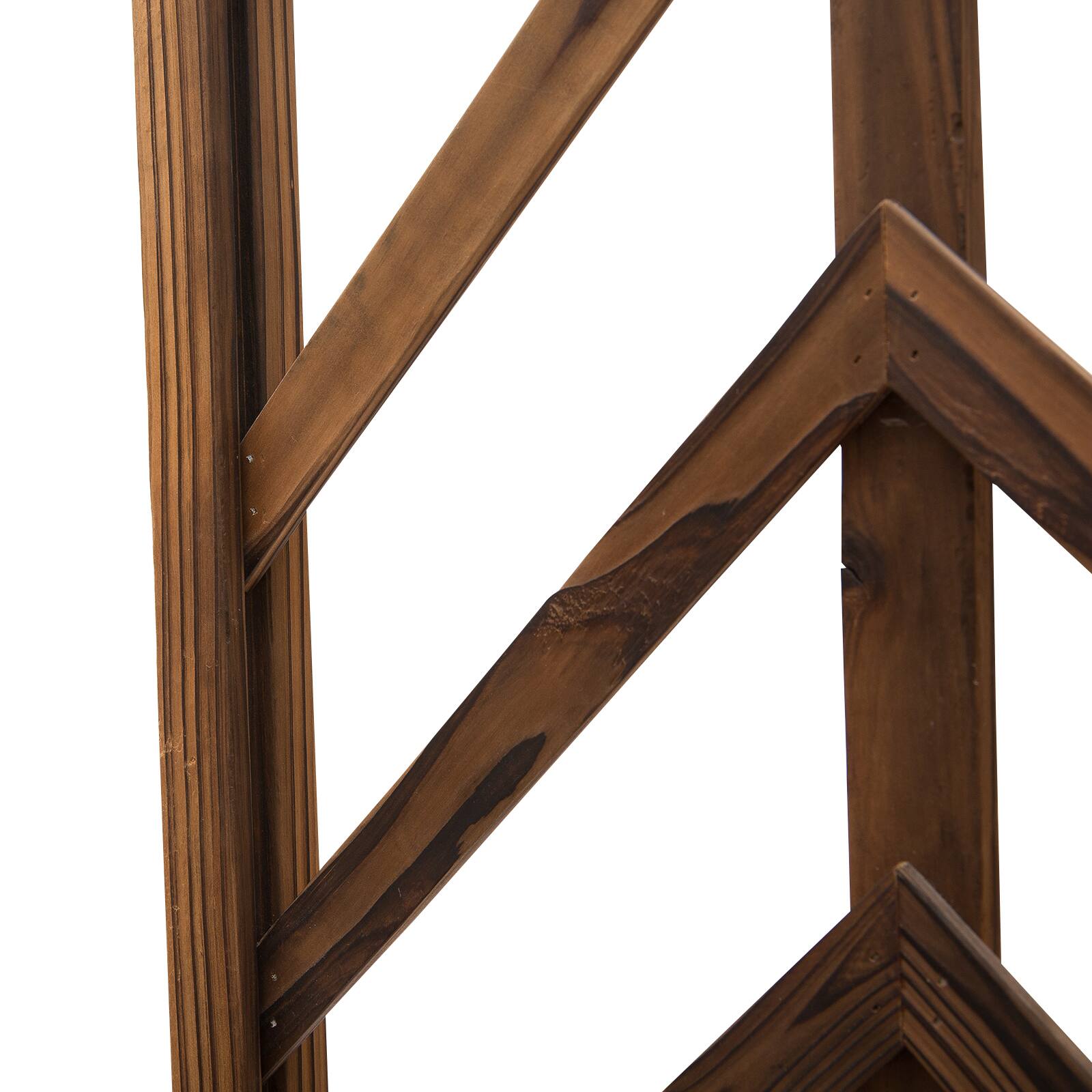 Alt View 8. Outsunny - 79in Wooden Garden Arbor Arch Trellis with Classic Countryside Style, Pergola Style Roof for Climbing Vines - Carbonized Color.