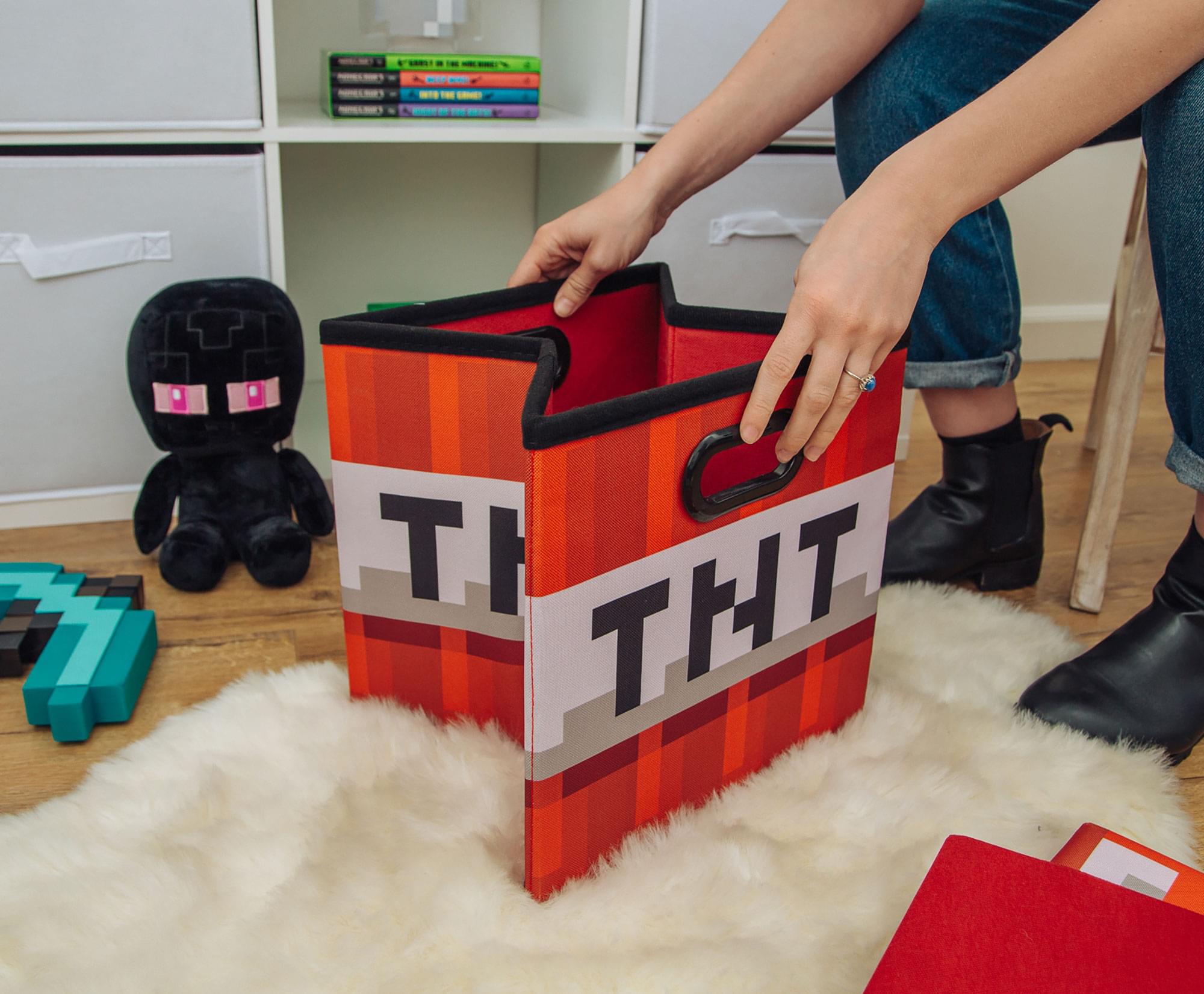 Alt View 10. Ukonic - Minecraft TNT Block Fabric Storage Bin Cube Organizer with Lid | 13 Inches - Red.
