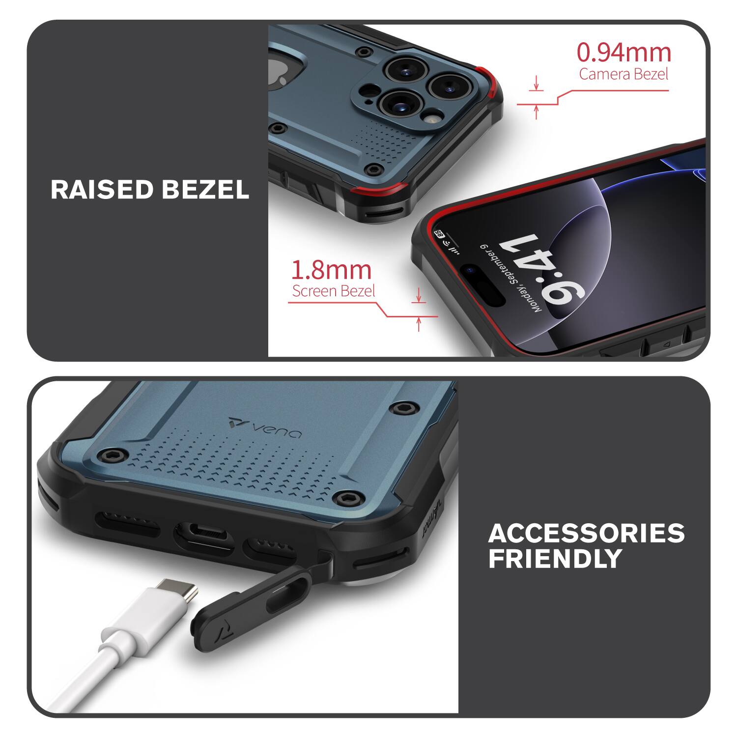 RAISED BEZEL 0.94mm Camera Bezel 1.8mm Screen Bezel ACCESSORIES FRIENDLY