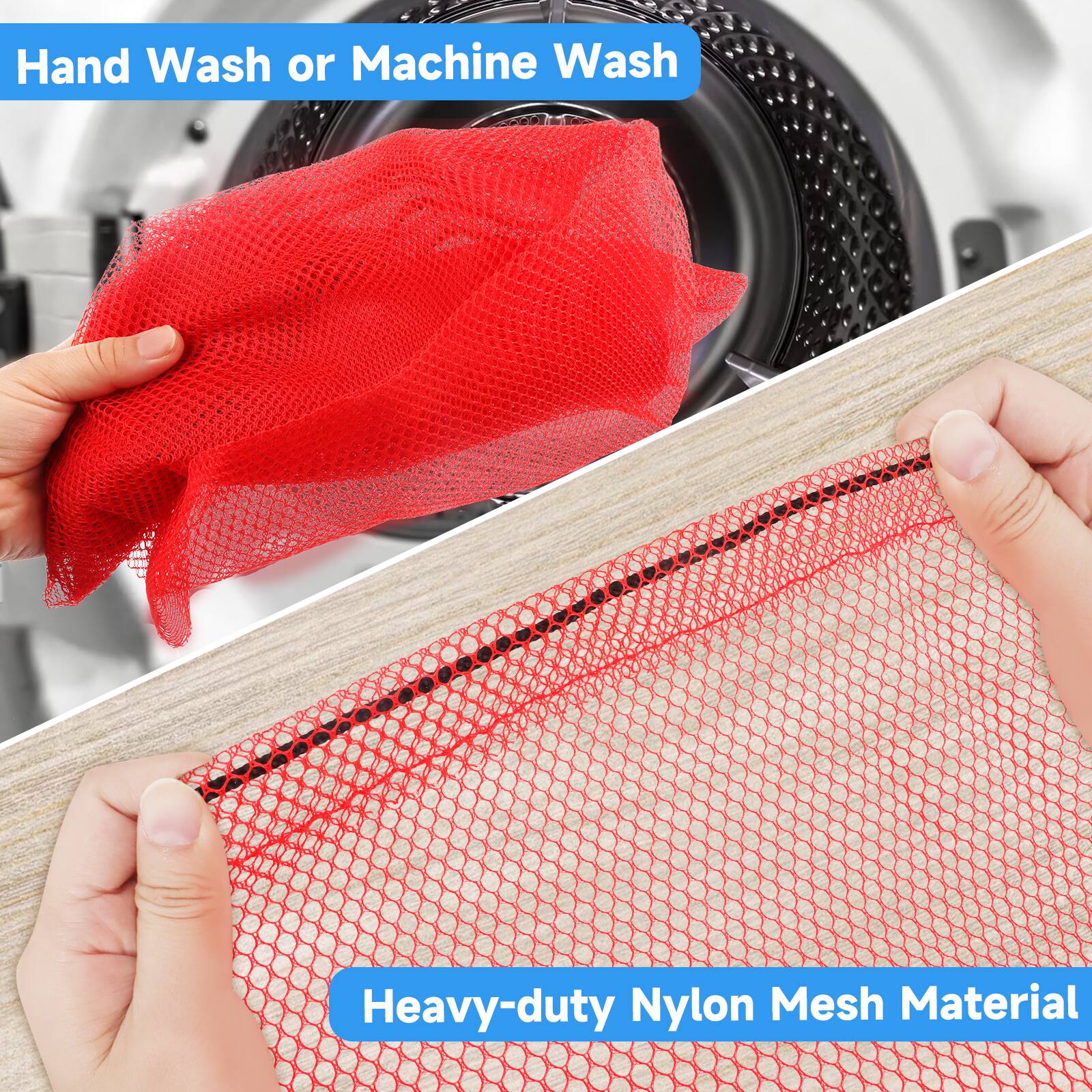 Hand Wash or Machine Wash
Heavy-duty Nylon Mesh Material
