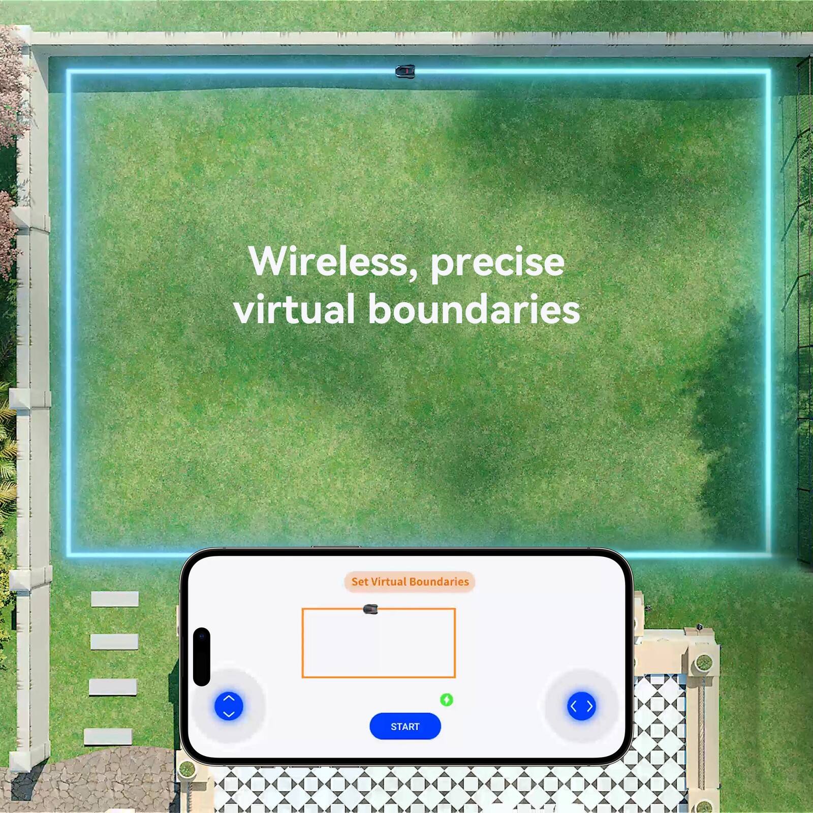 Wireless, precise virtual boundaries

Set Virtual Boundaries

START