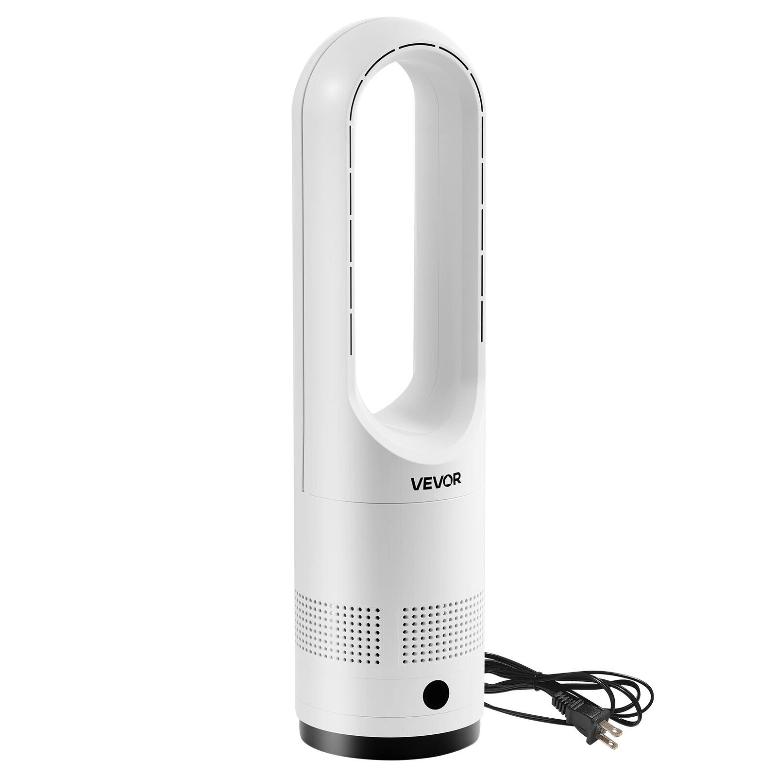 Alt View 5. VEVOR - Bladeless Tower Fan, 80° Oscillating Standing Fan, 8 Speeds & 9-Hour Timer, 15.42 ft High Velocity Floor Air Circulator - White.