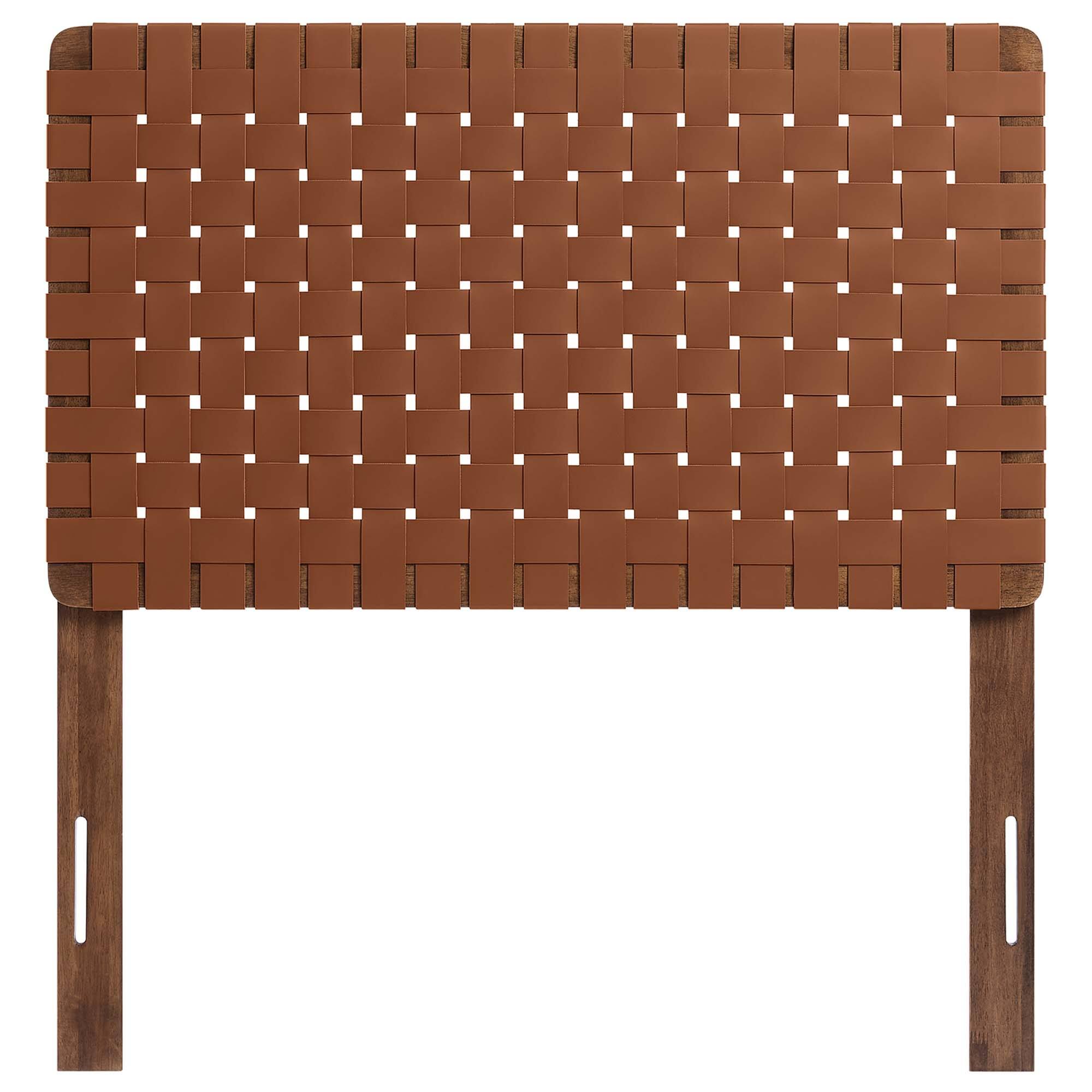 Back. Modway - Sparta Weave Vegan Leather Twin Headboard by Modway - Brown.